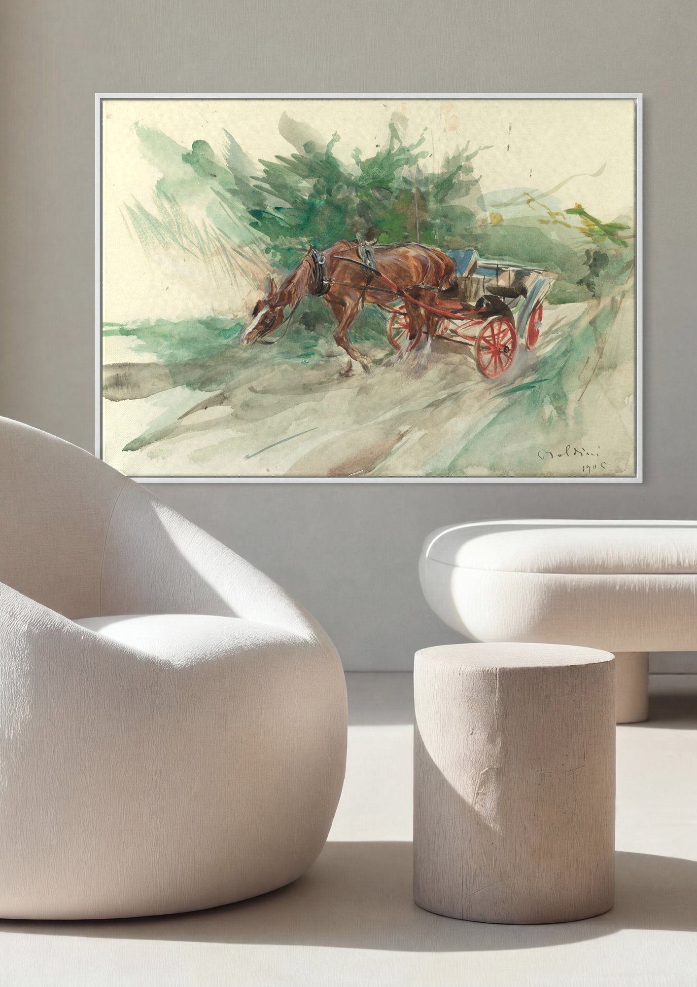 Quadro Decorativo Carroça no Campo - Giovanni Boldini em ambiente decorado