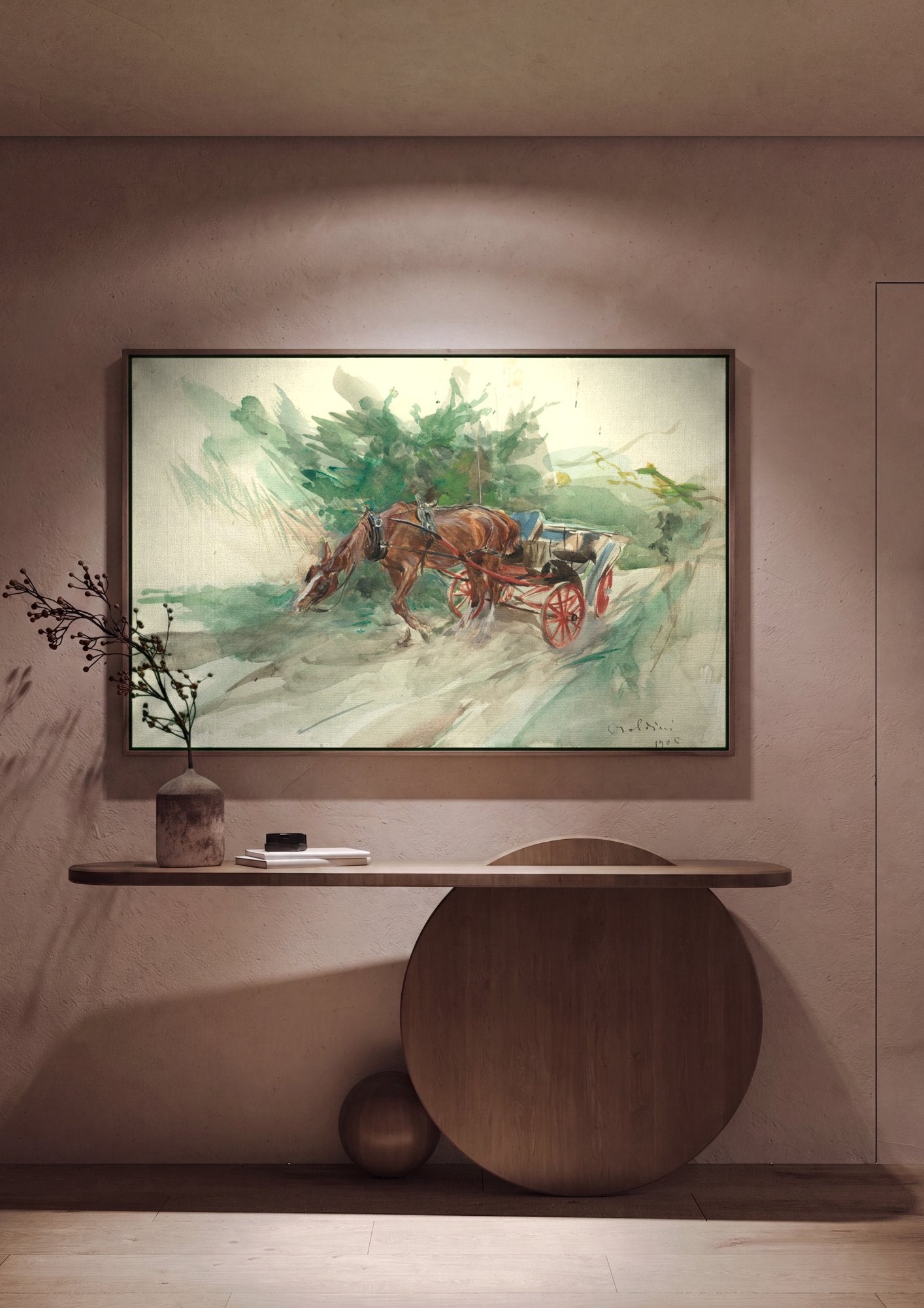 Quadro Decorativo Carroça no Campo - Giovanni Boldini em ambiente decorado