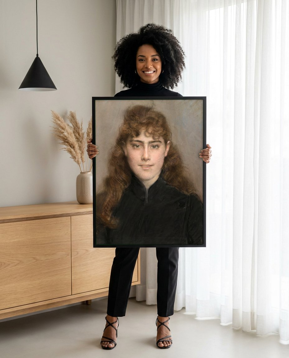 Quadro Decorativo Retrato Feminino - Giovanni Boldini com modelo em ambiente