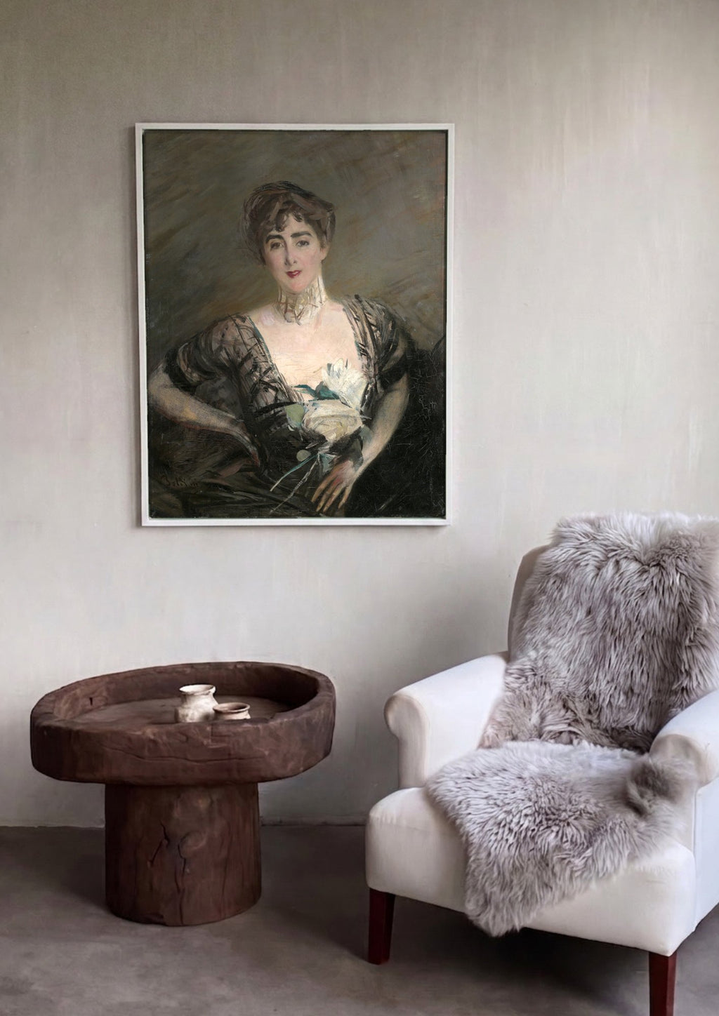 Quadro Decorativo Retrato Feminino - Giovanni Boldini em ambiente decorado