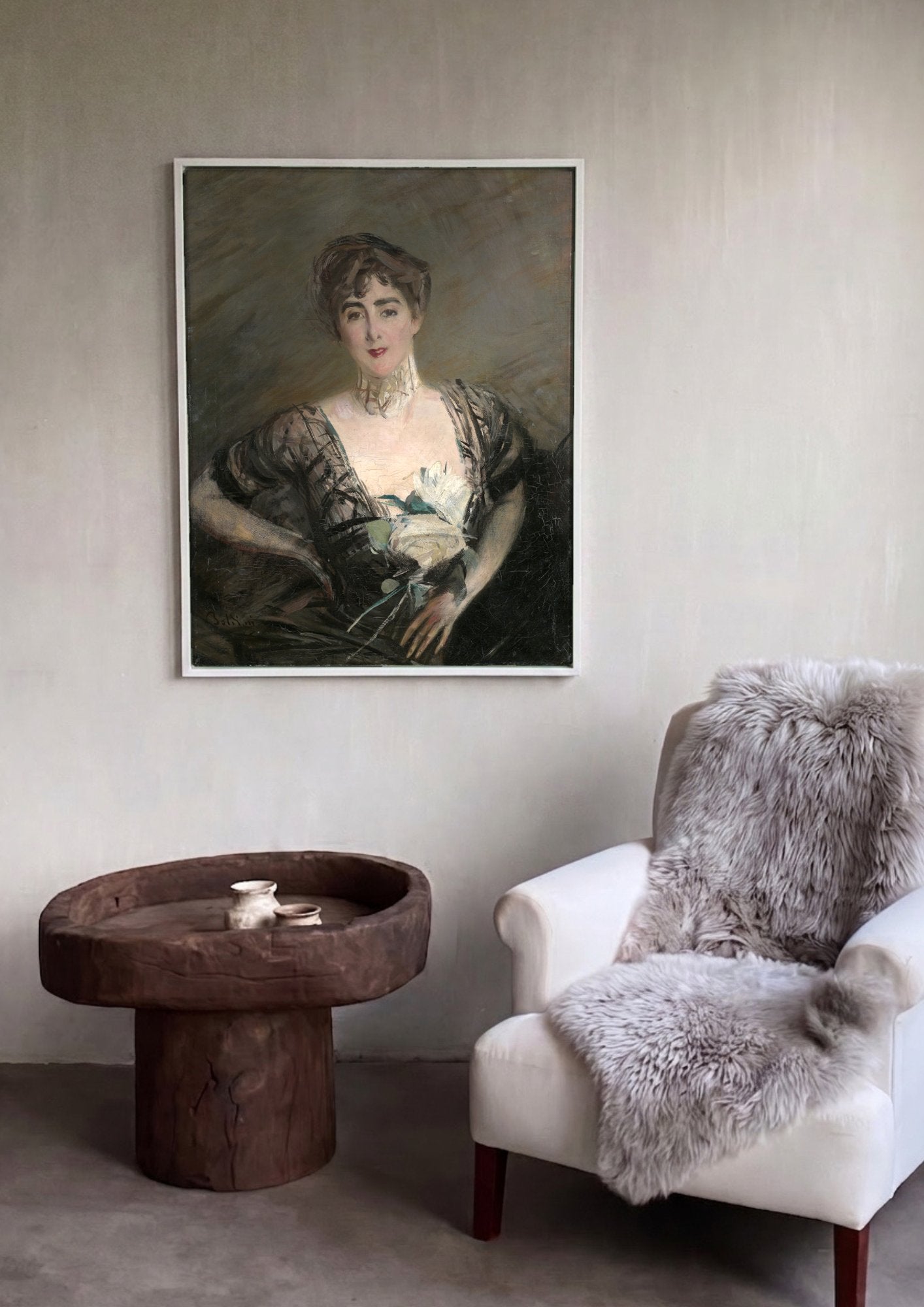 Quadro Decorativo Retrato Feminino - Giovanni Boldini em ambiente decorado