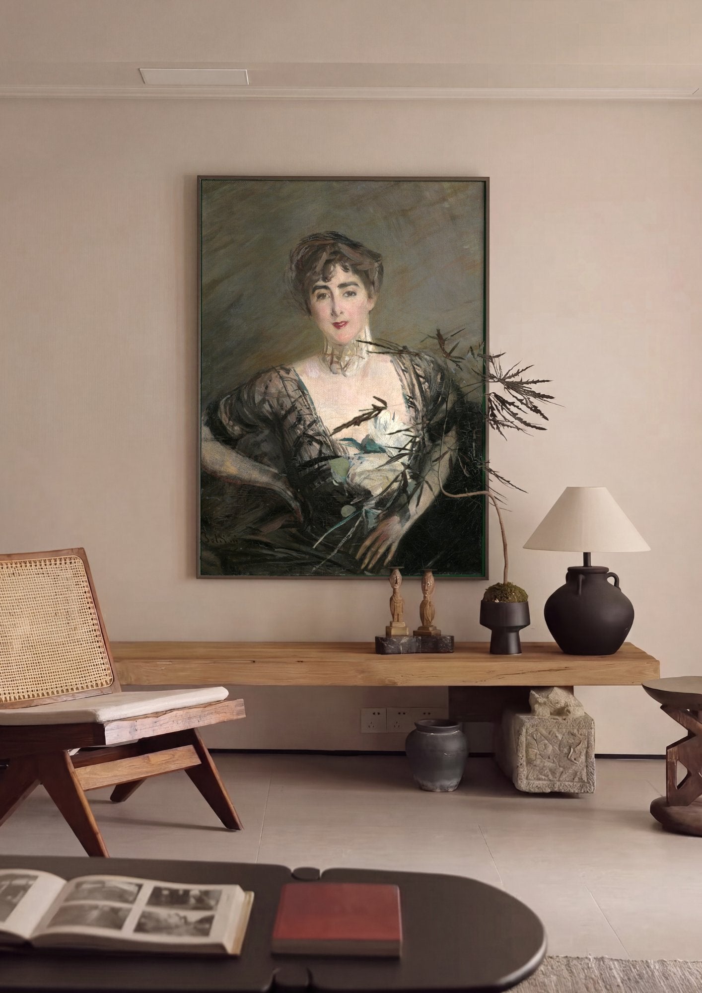 Quadro Decorativo Retrato Feminino - Giovanni Boldini em ambiente decorado