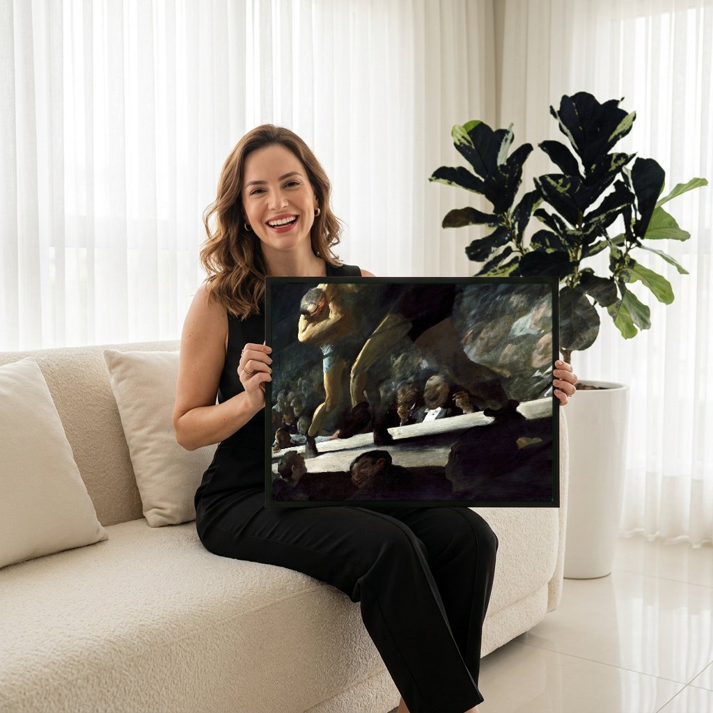 Quadro Decorativo Boxers - George Bellows com modelo em ambiente
