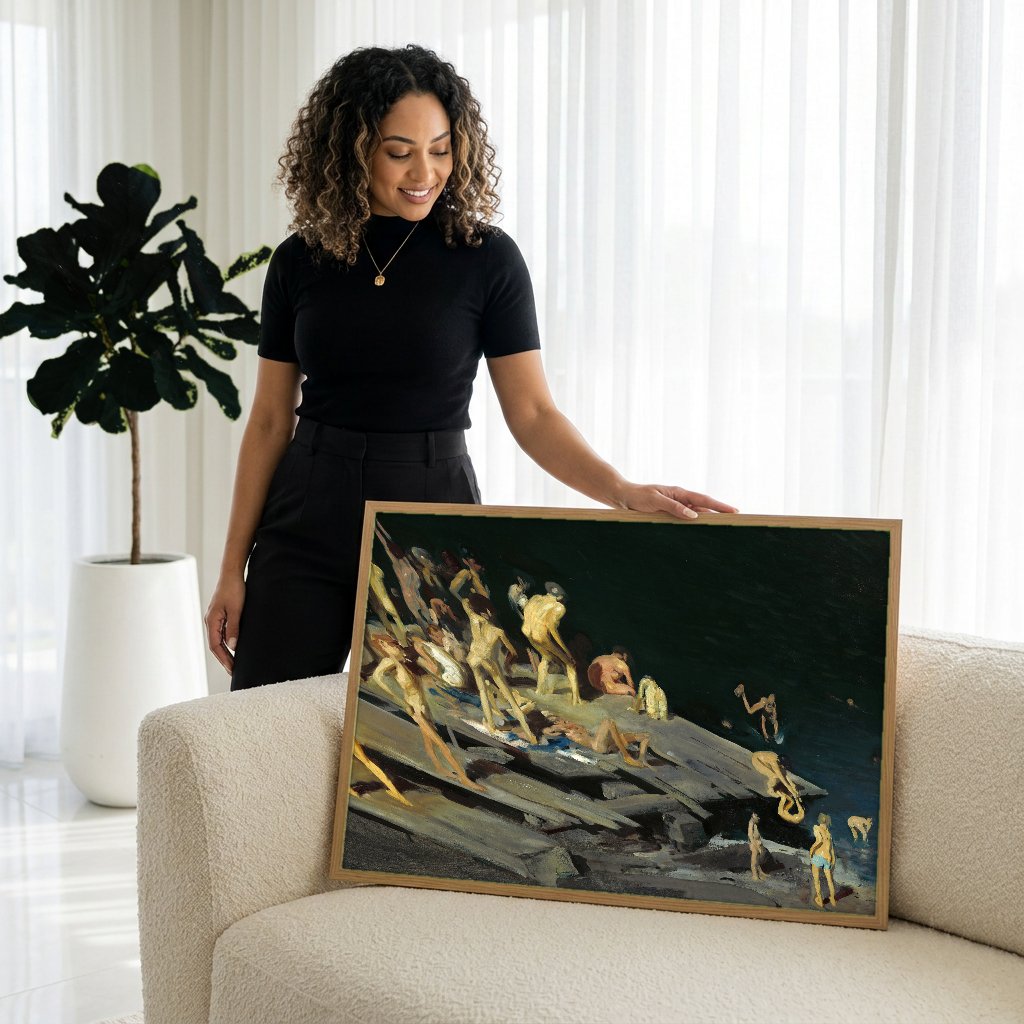 Quadro Decorativo '42 Kids' - George Bellows com modelo em ambiente