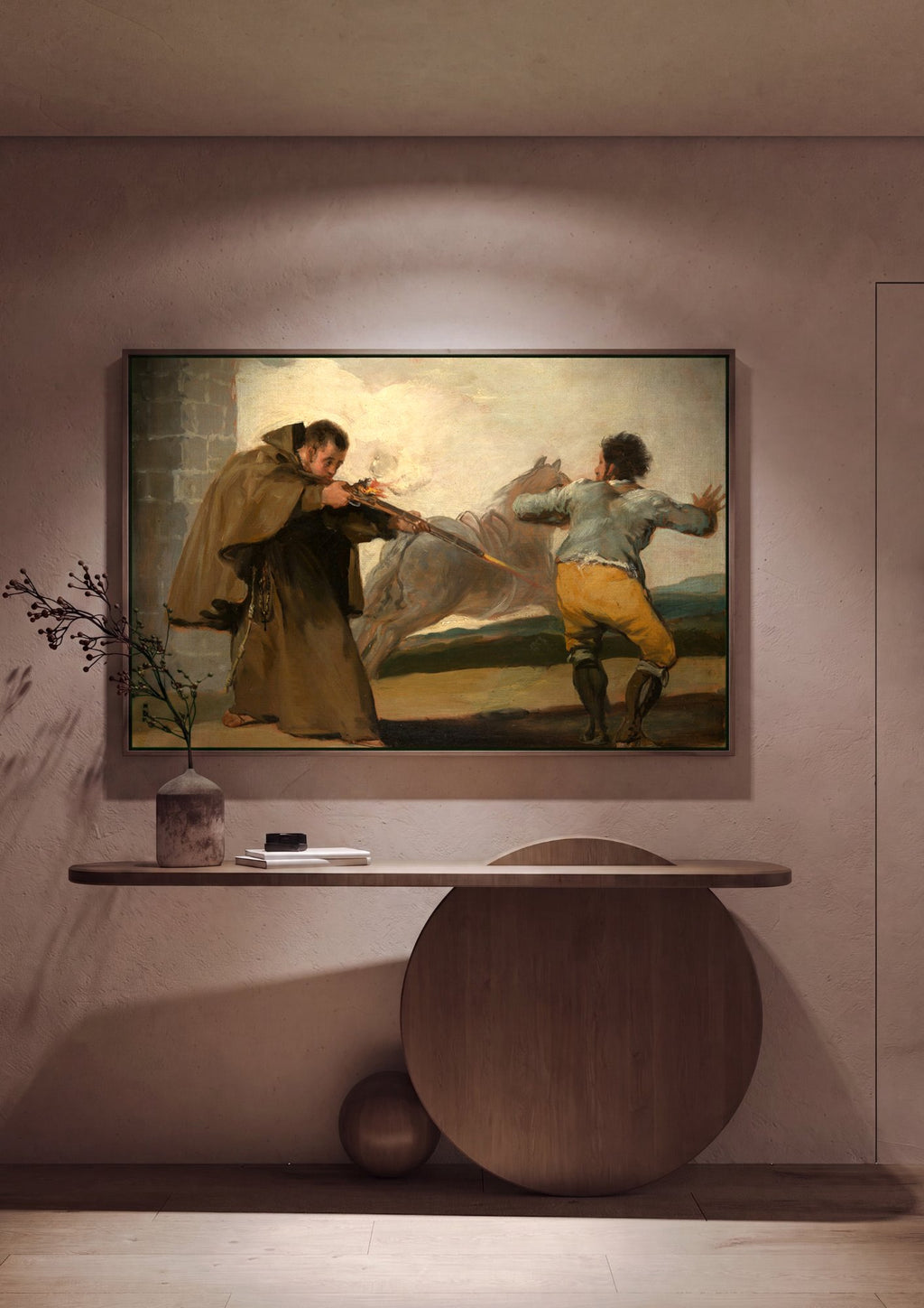 Quadro Decorativo A Caçada ao Touro - Goya em ambiente decorado