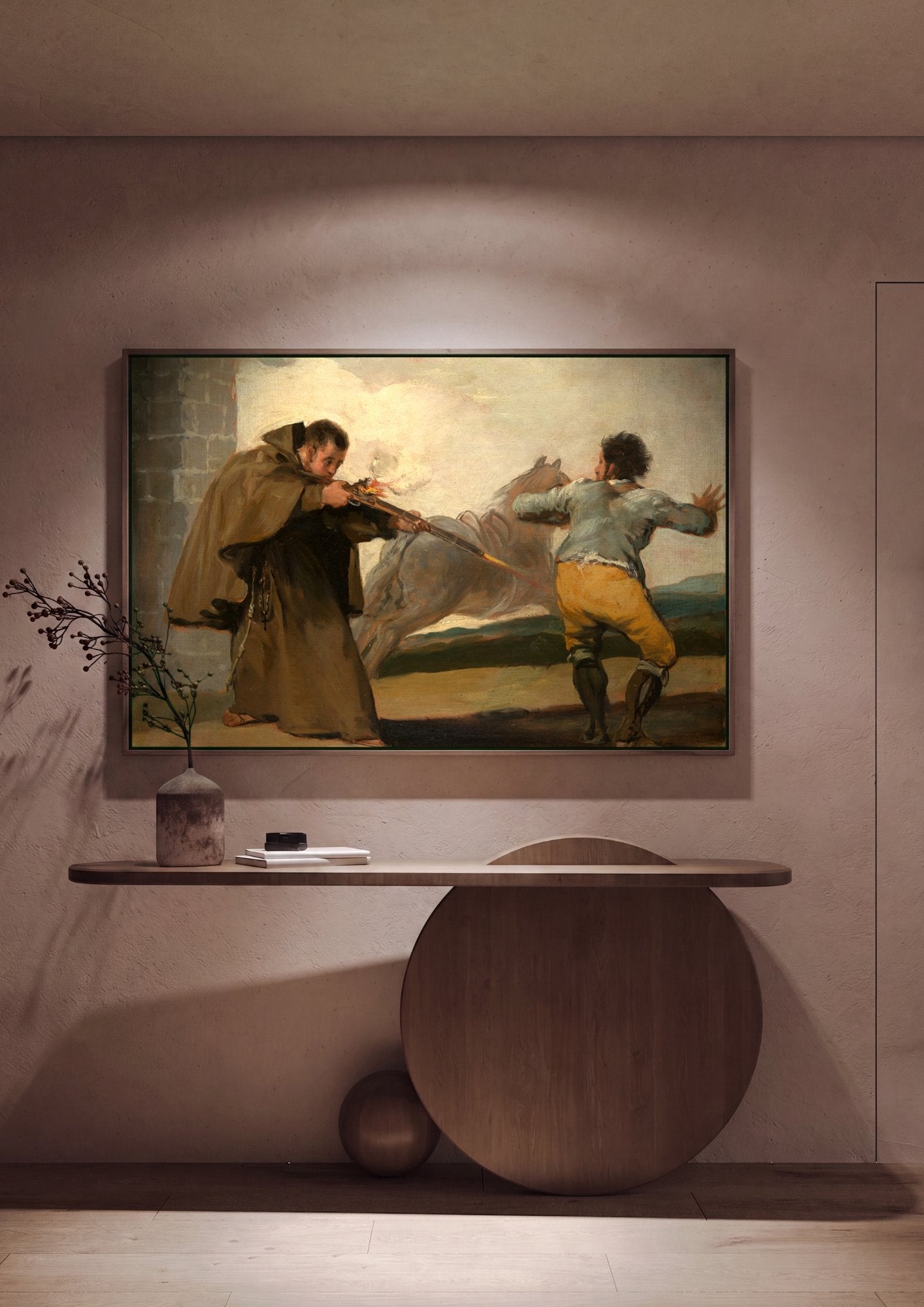Quadro Decorativo A Caçada ao Touro - Goya em ambiente decorado