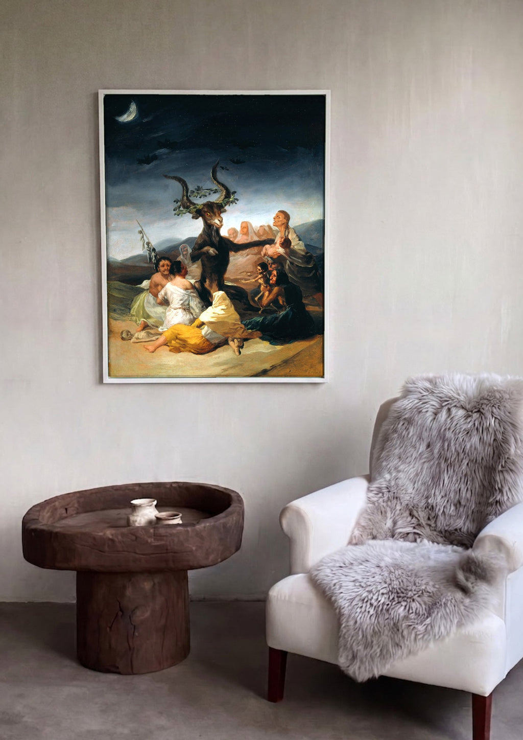 Quadro Decorativo O Sabá das Bruxas - Goya em ambiente decorado