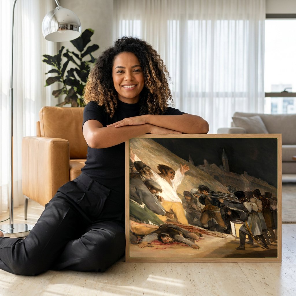 Quadro Decorativo El Tres de Mayo - Goya com modelo em ambiente