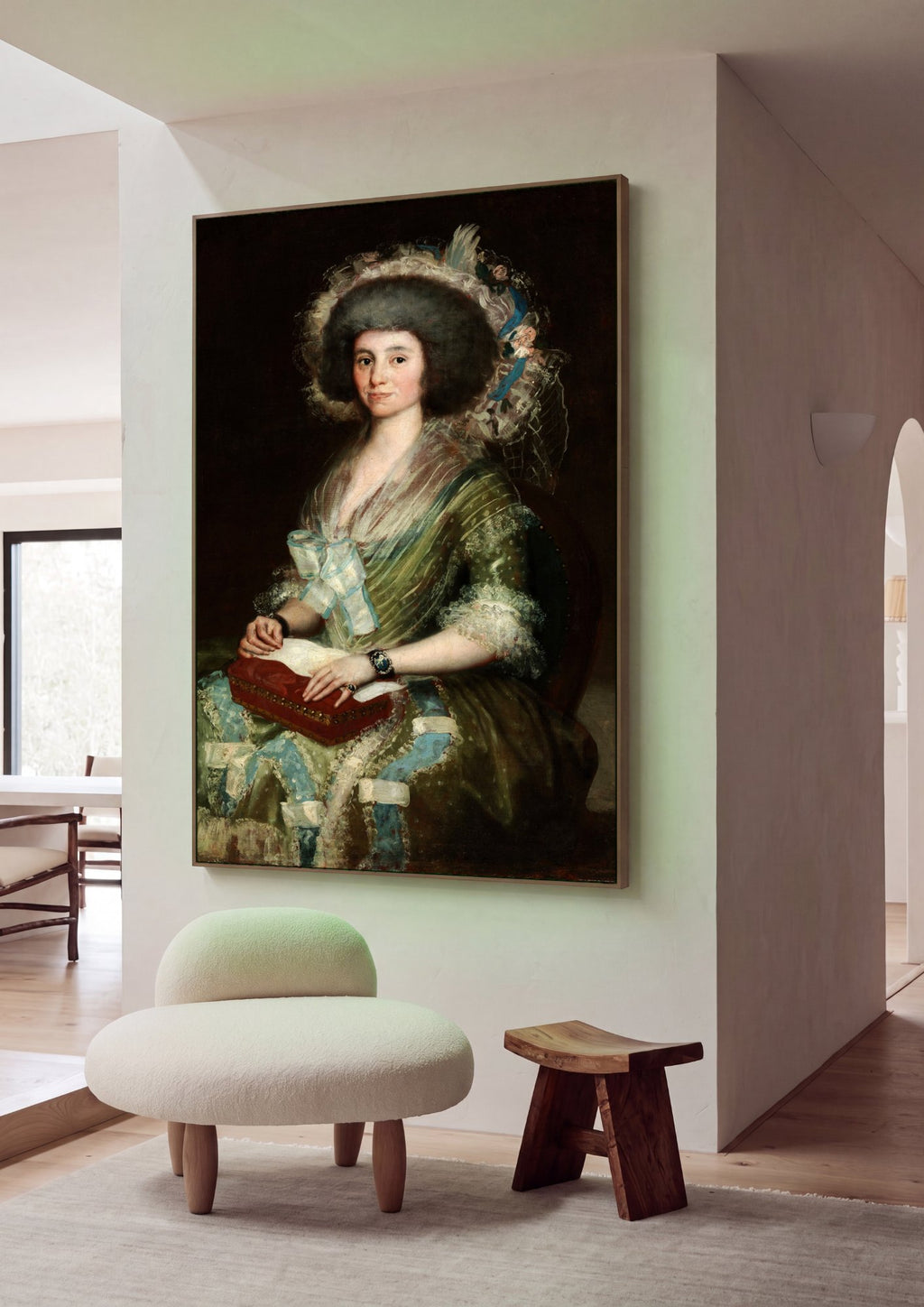 Quadro Decorativo Senhora com Caixa - Goya em ambiente decorado