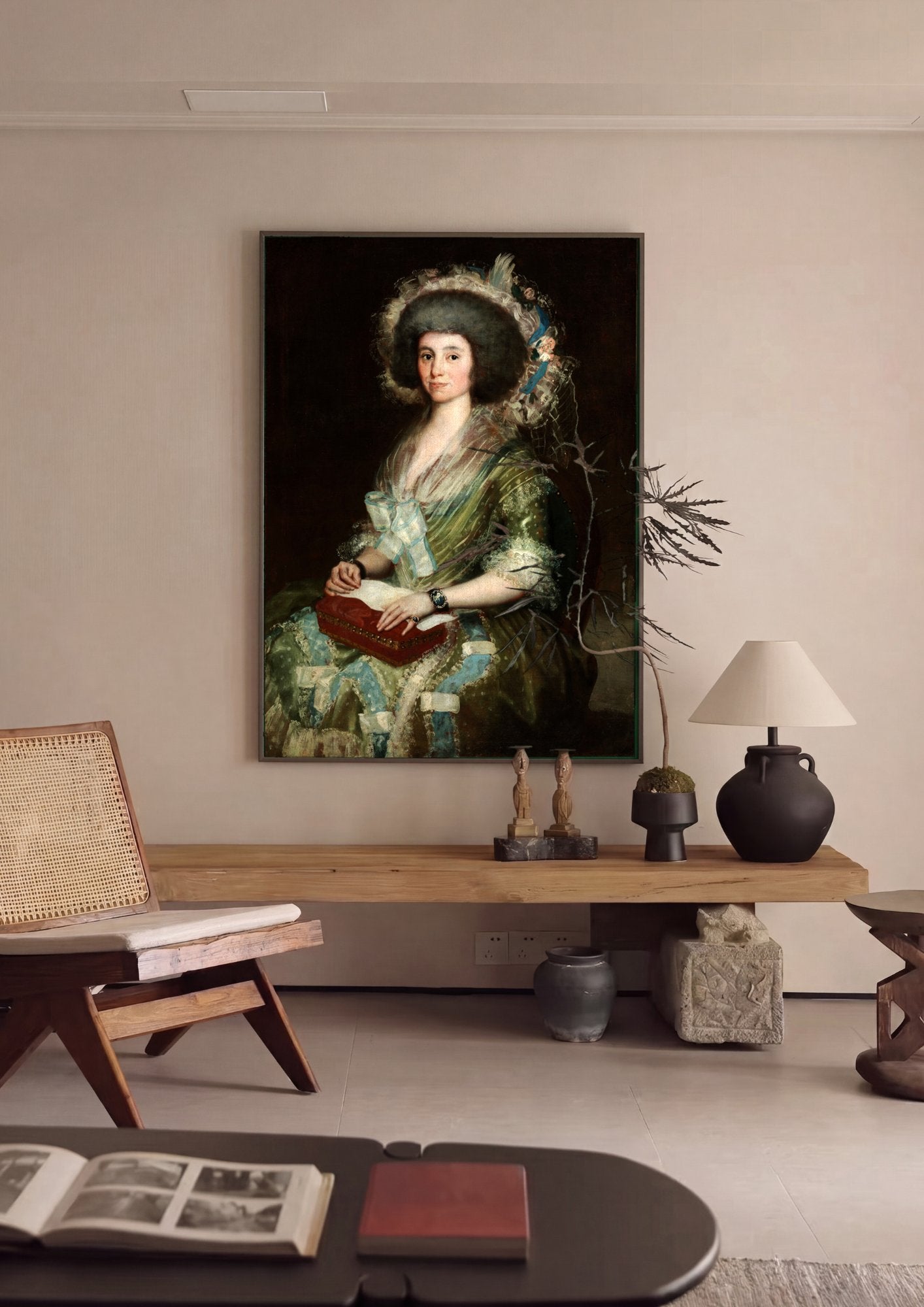 Quadro Decorativo Senhora com Caixa - Goya em ambiente decorado