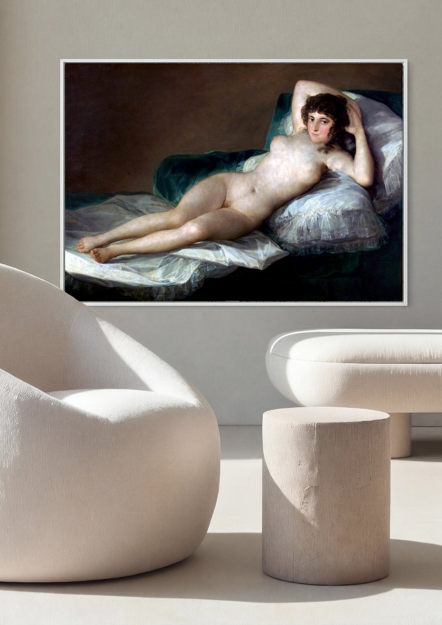 Quadro Decorativo La Maja Desnuda - Goya em ambiente decorado