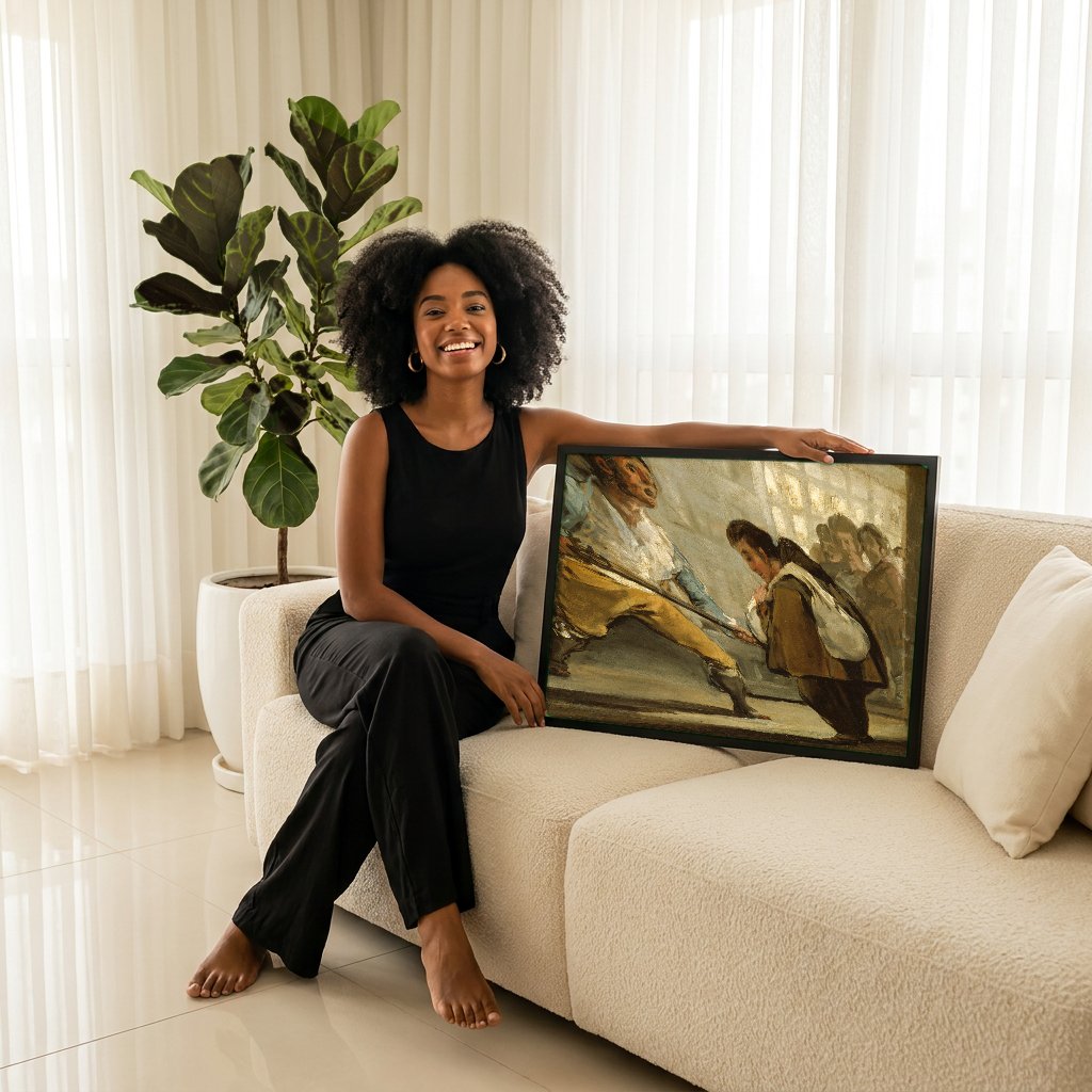 Quadro Decorativo 'Prisão' - Goya com modelo em ambiente