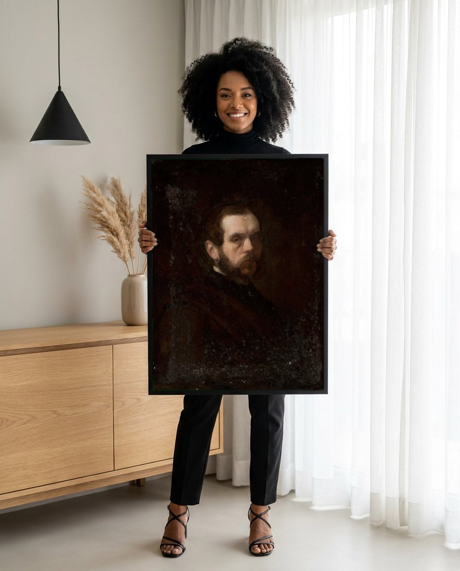 Quadro Decorativo Retrato Masculino - Józef Simmler com modelo em ambiente