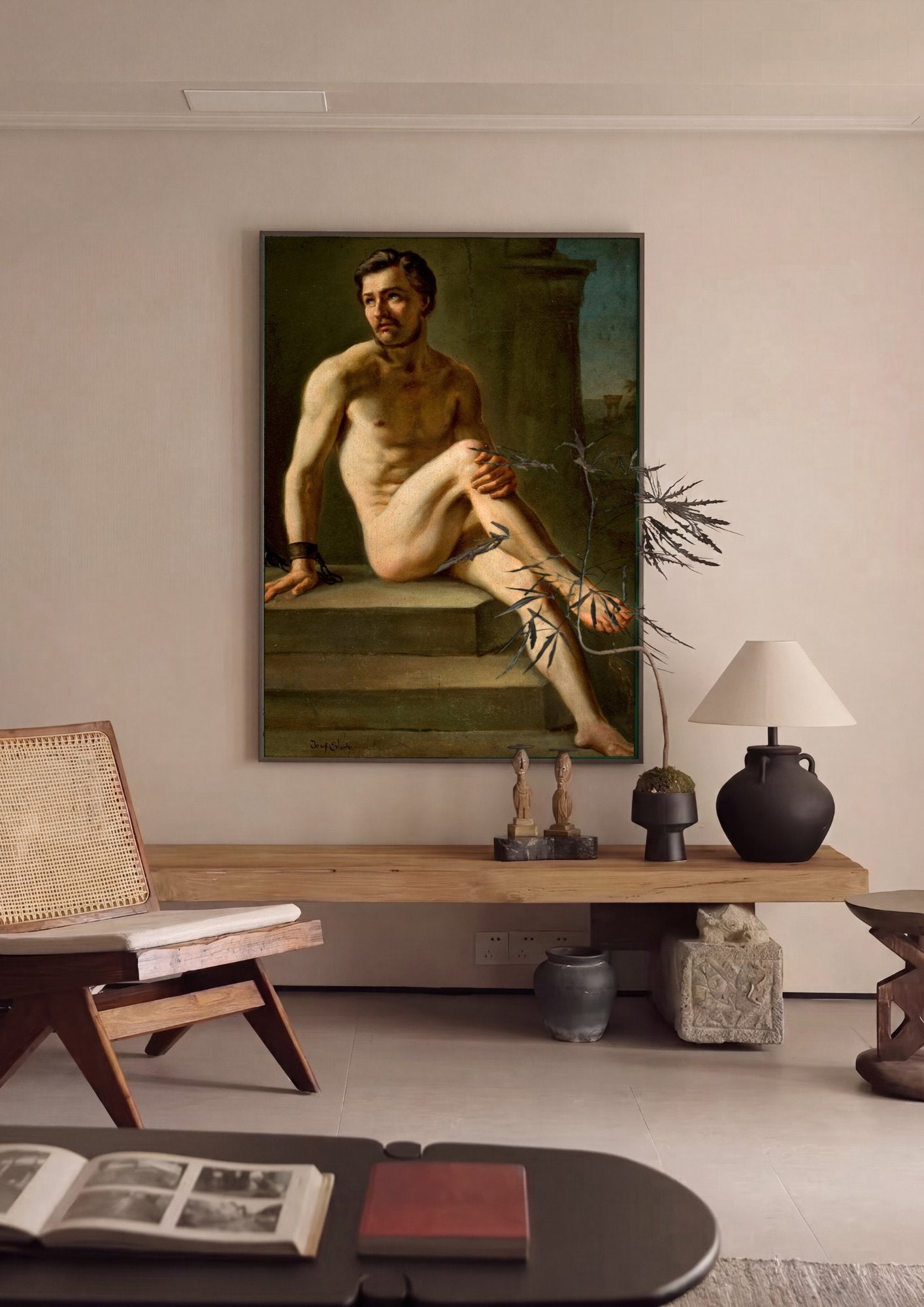 Quadro Decorativo Homem Acorrentado - Józef Simmler em ambiente decorado