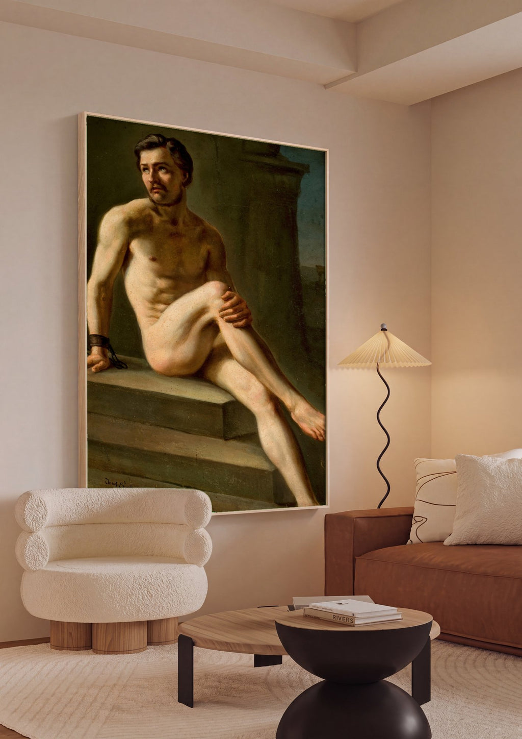 Quadro Decorativo Homem Acorrentado - Józef Simmler em ambiente decorado