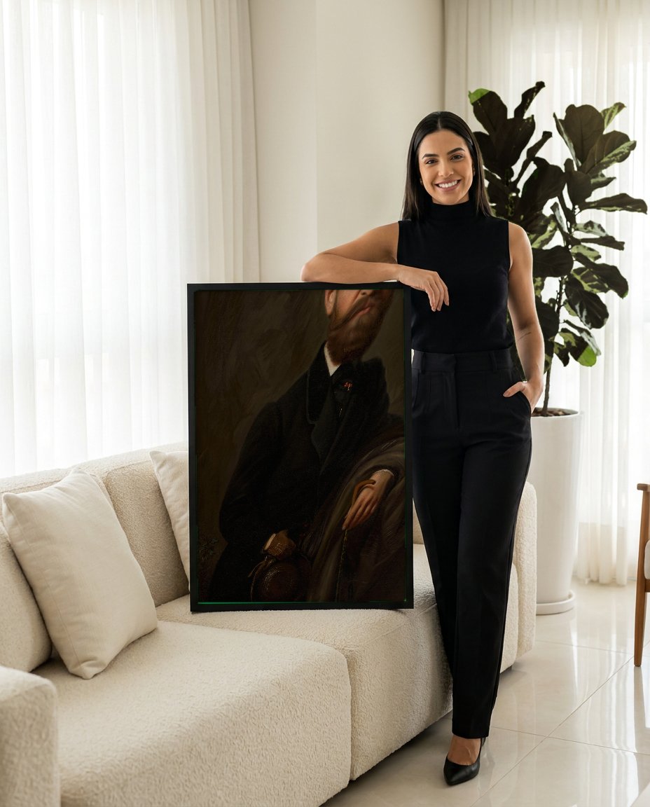 Quadro Decorativo Retrato Masculino - Józef Simmler com modelo em ambiente