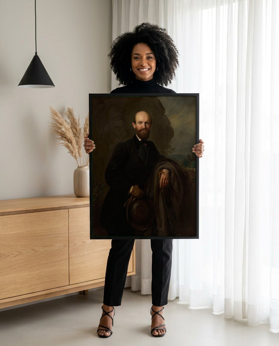 Quadro Decorativo Retrato Masculino - Józef Simmler com modelo em ambiente
