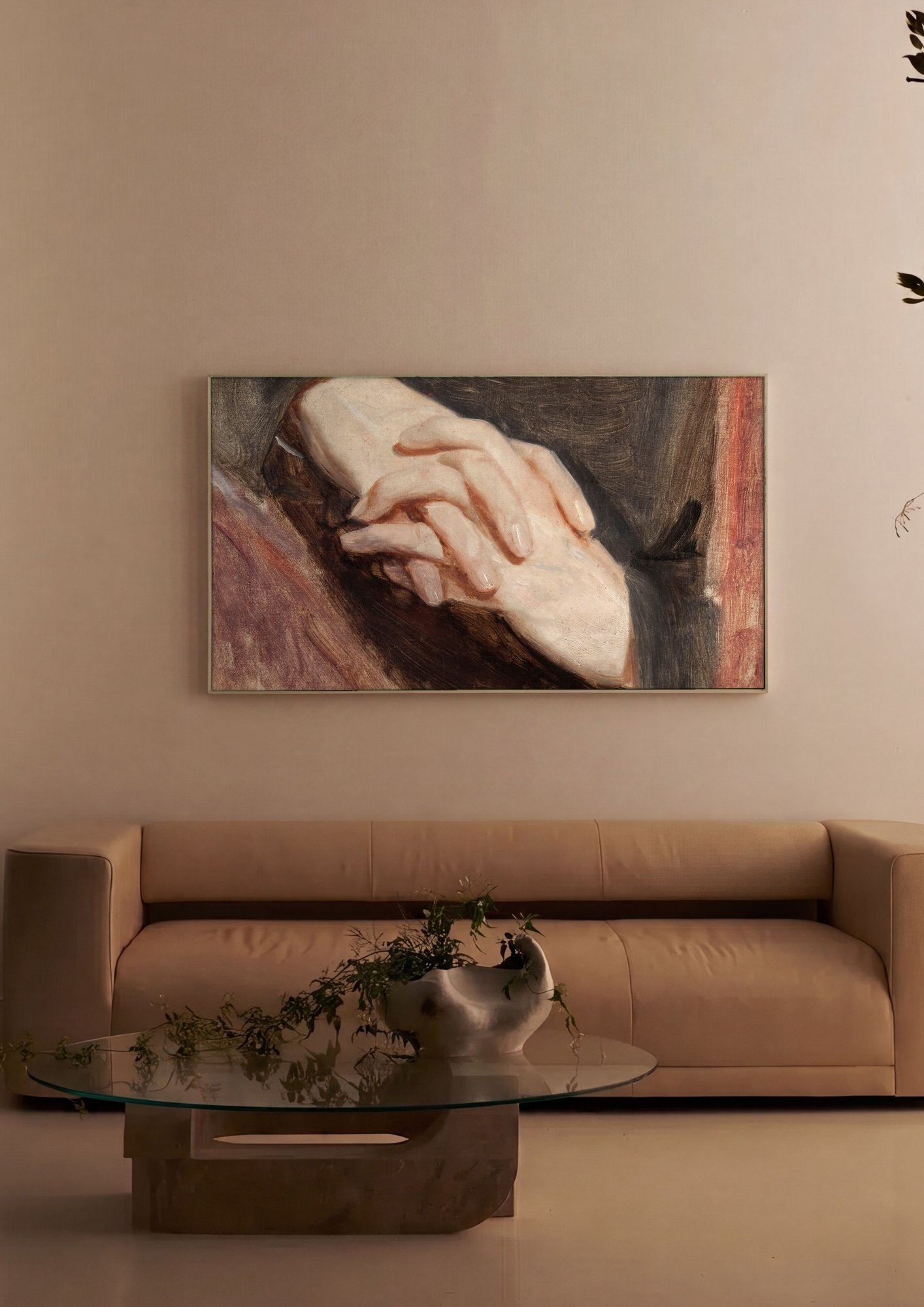 Quadro Decorativo Mãos Entrelaçadas - Józef Simmler em ambiente decorado
