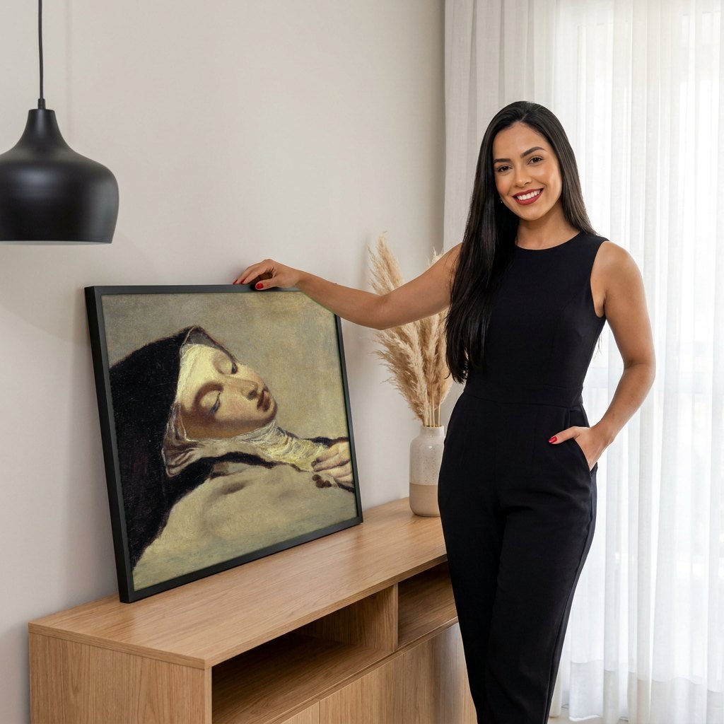 Quadro Decorativo A Morte de Cleópatra - Piazzetta | modelo apresentando o quadro emoldurado