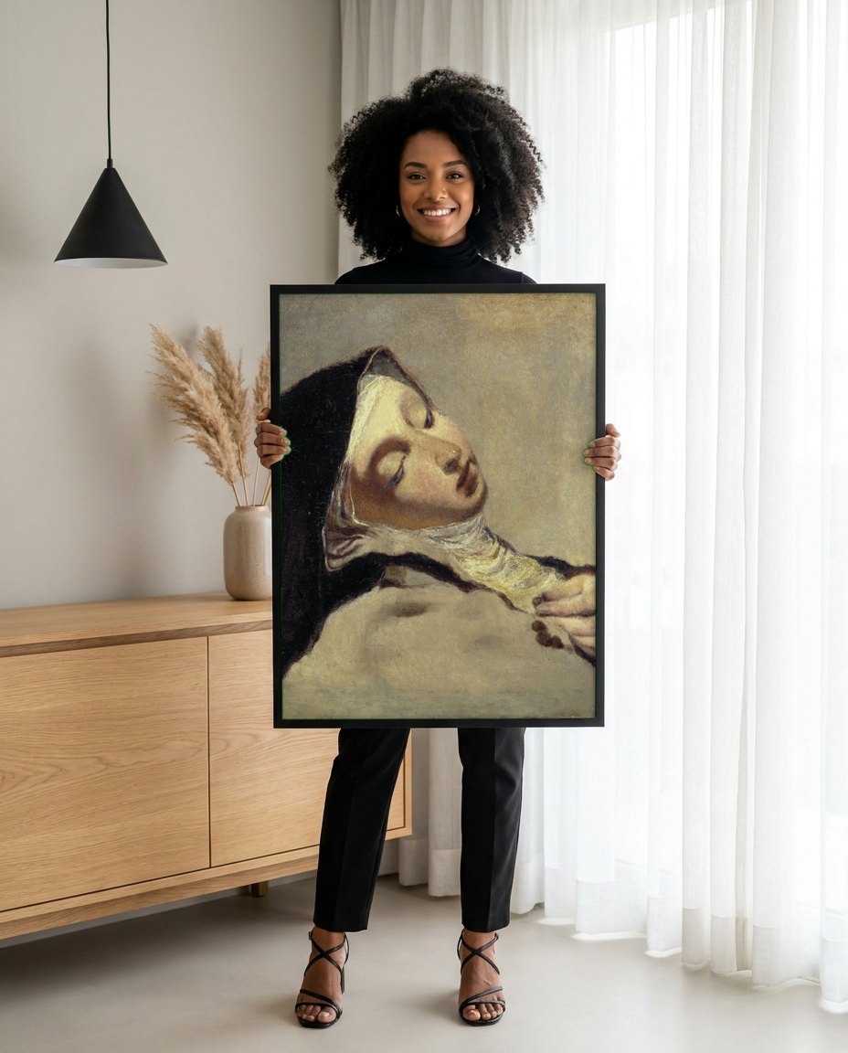 Quadro Decorativo A Morte de Cleópatra - Piazzetta | modelo apresentando o quadro emoldurado