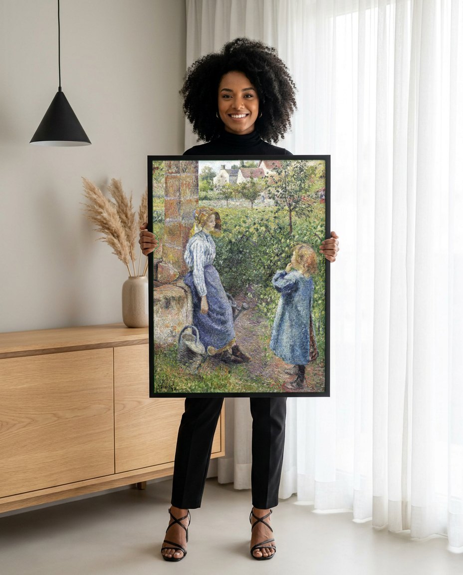Quadro Decorativo Cenas Rurais - Camille Pissarro | modelo apresentando o quadro emoldurado