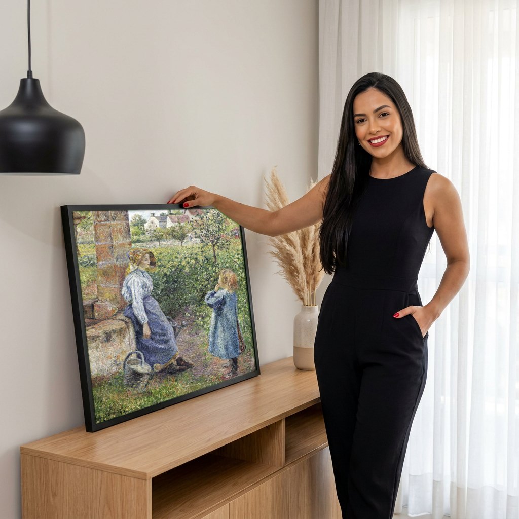 Quadro Decorativo Cenas Rurais - Camille Pissarro | modelo apresentando o quadro emoldurado