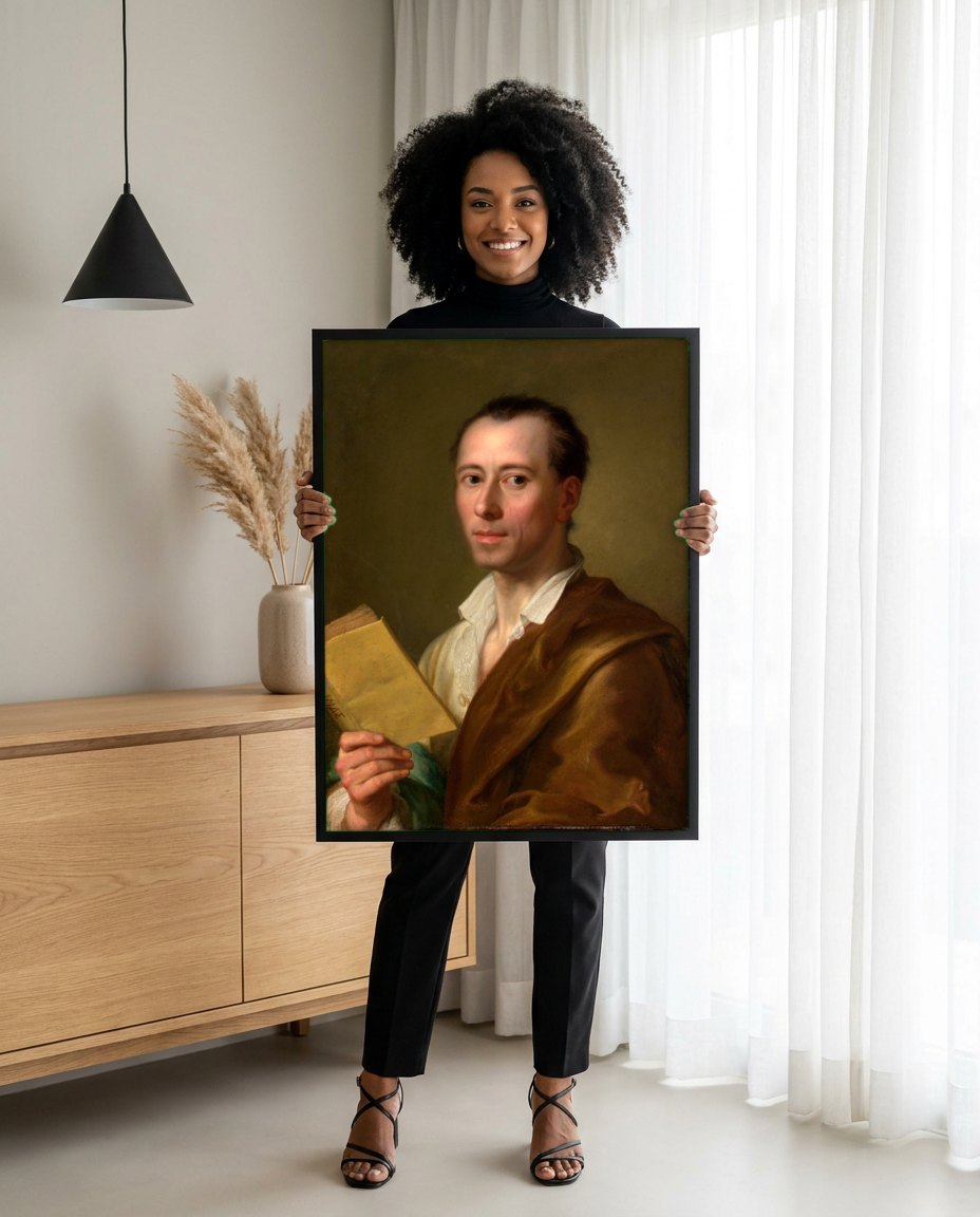 Quadro Decorativo Autorretrato - Anton Raphael Mengs | modelo apresentando o quadro emoldurado