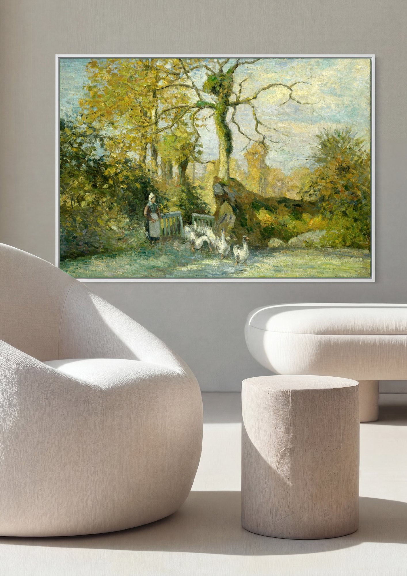 Quadro Decorativo A Guardiã dos Gansos - Pissarro | quadro emoldurado na parede