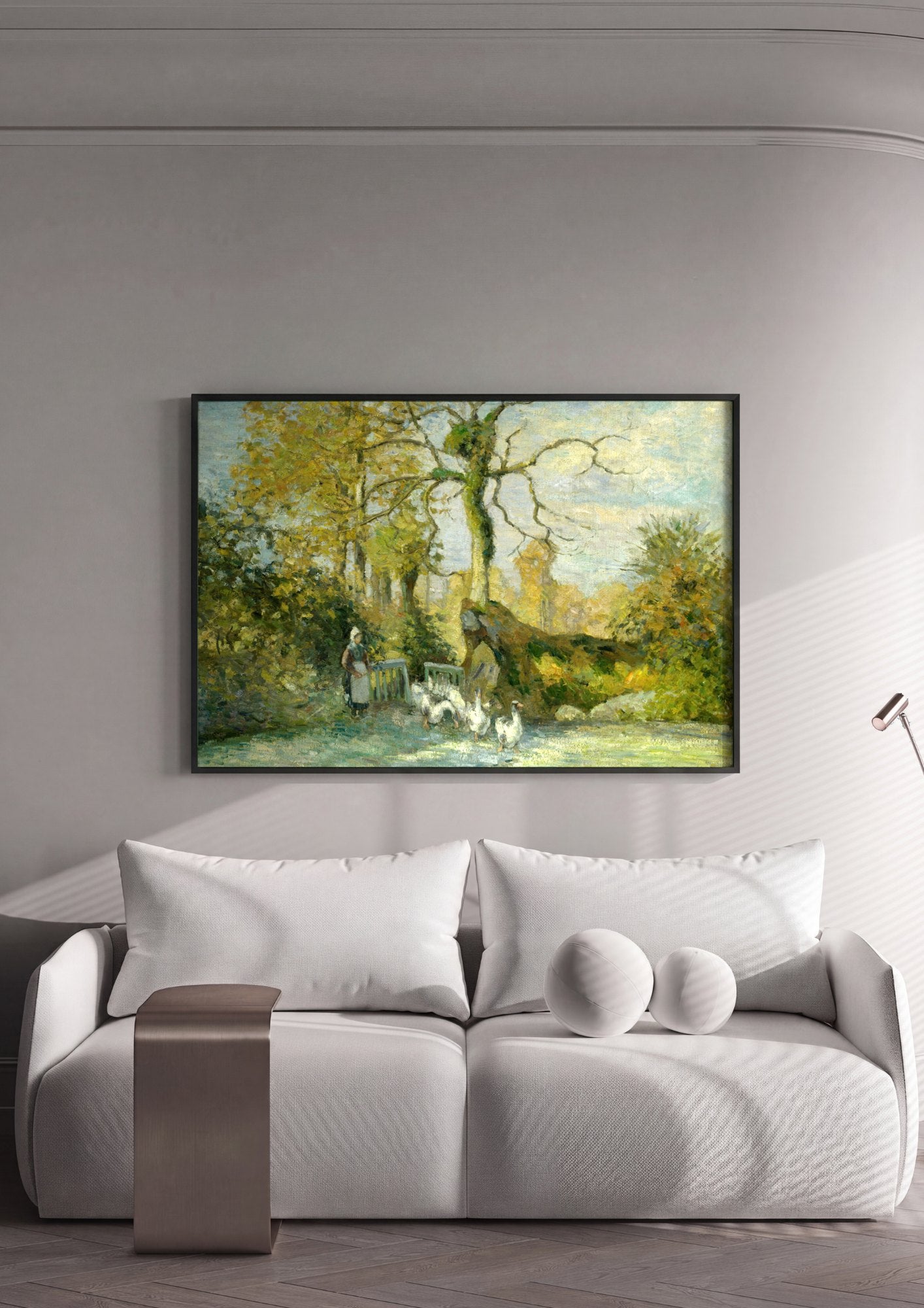 Quadro Decorativo A Guardiã dos Gansos - Pissarro | quadro emoldurado na parede