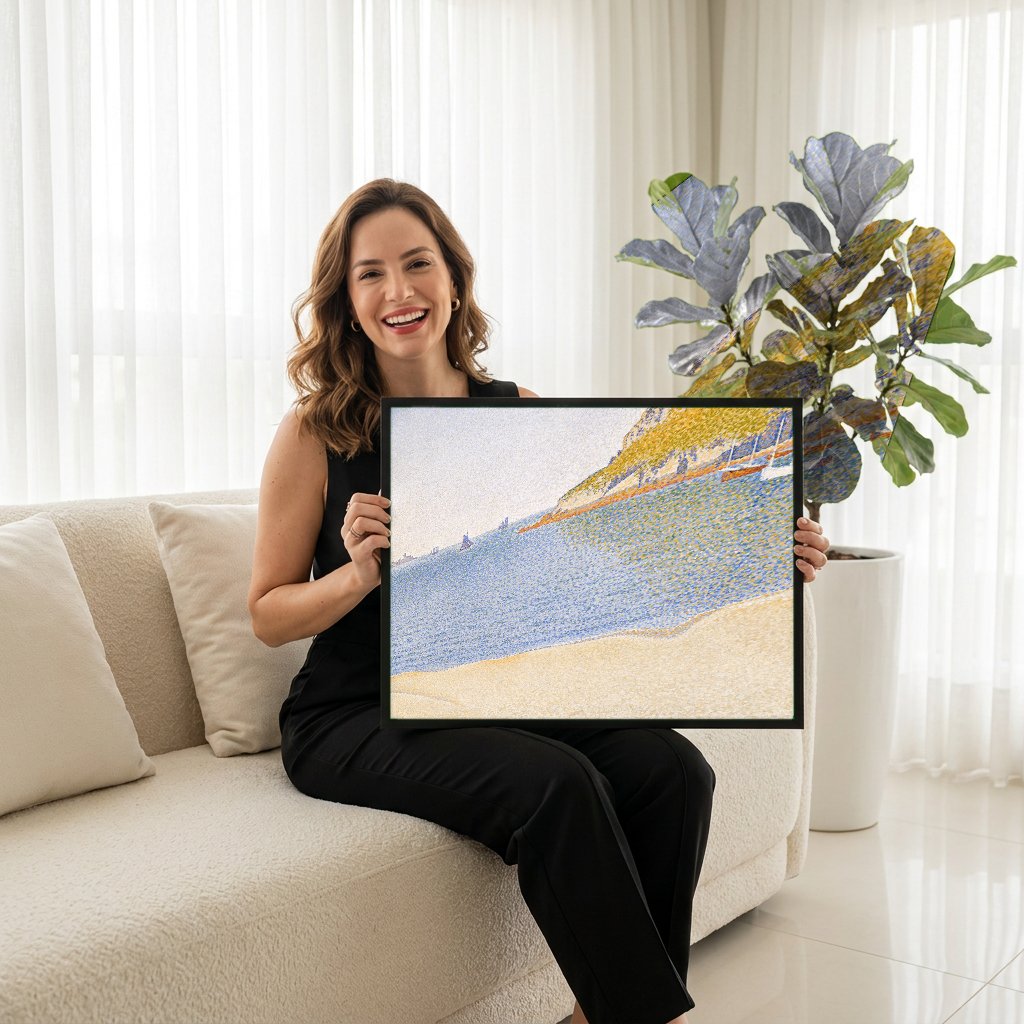 Quadro Decorativo Porto de Saint-Cast – Paul Signac com modelo em ambiente