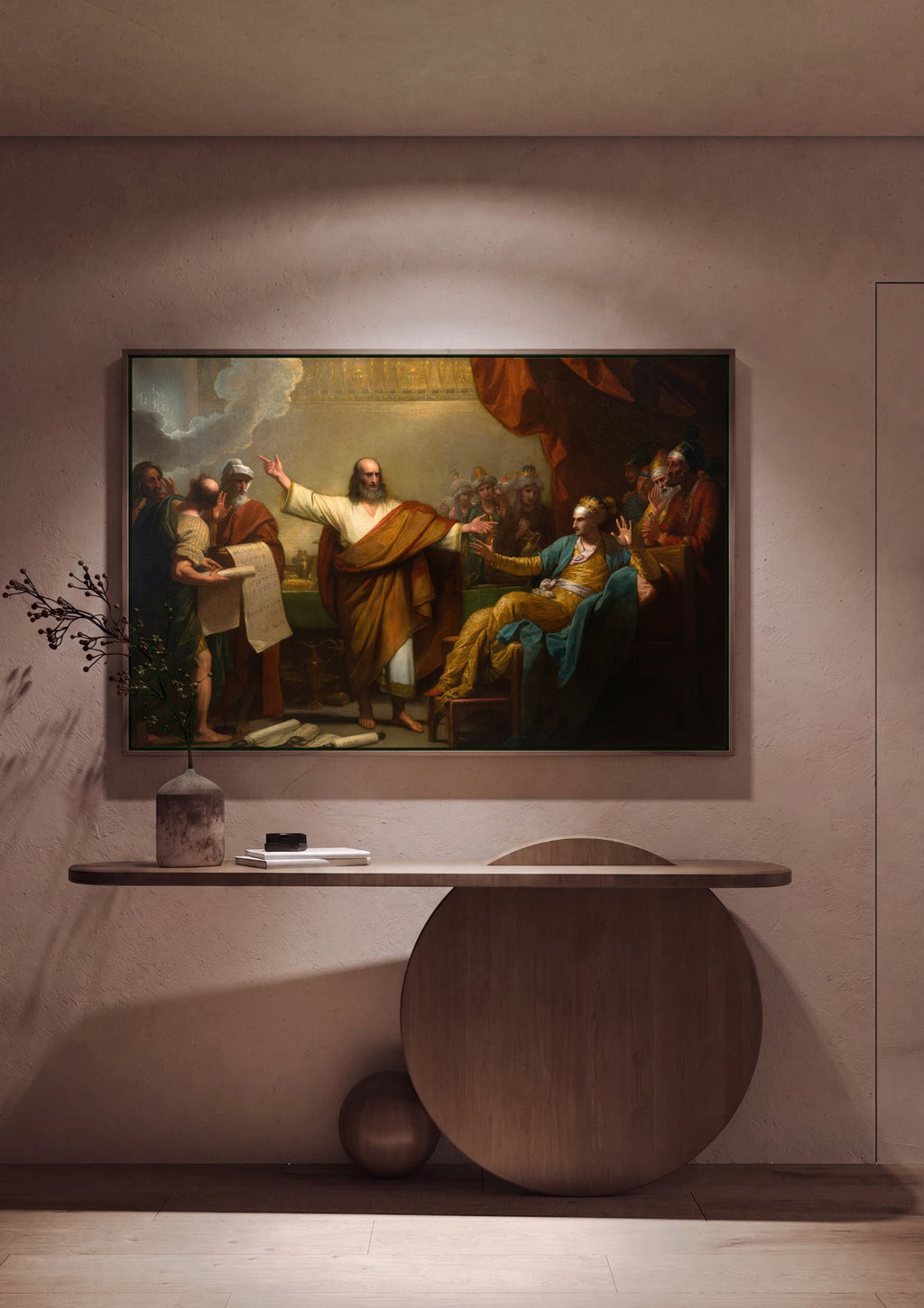 Quadro Decorativo A Mão Escrevendo na Parede - Benjamin West em ambiente decorado