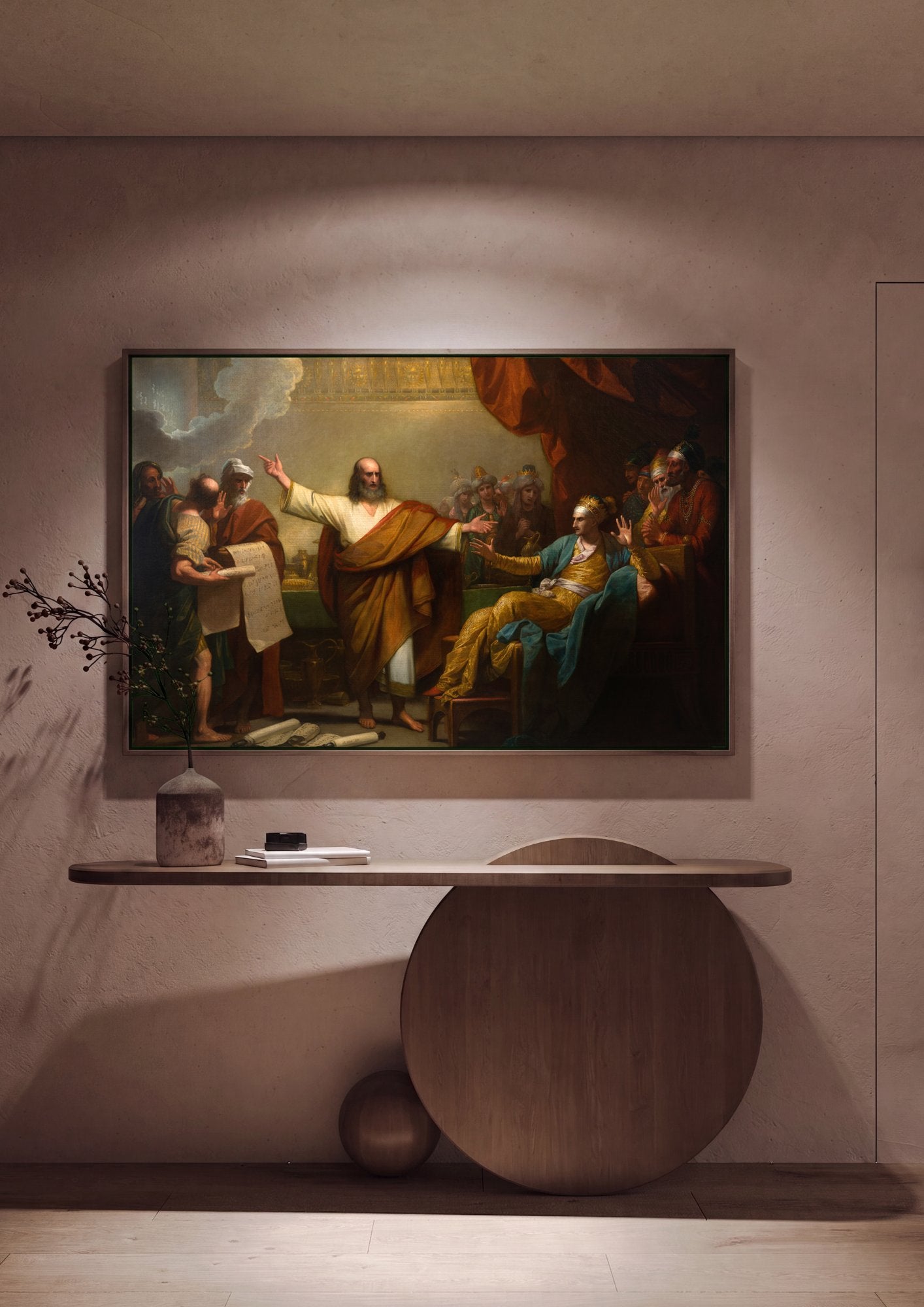 Quadro Decorativo A Mão Escrevendo na Parede - Benjamin West em ambiente decorado