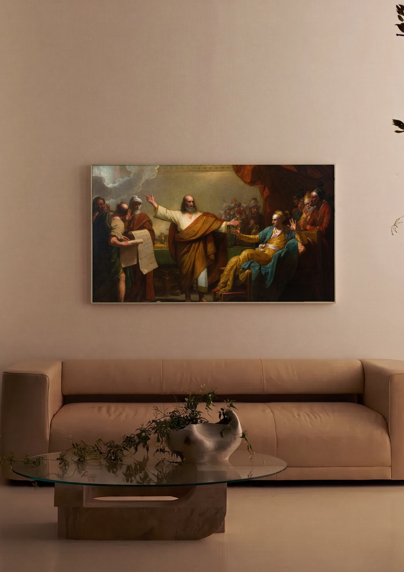 Quadro Decorativo A Mão Escrevendo na Parede - Benjamin West em ambiente decorado