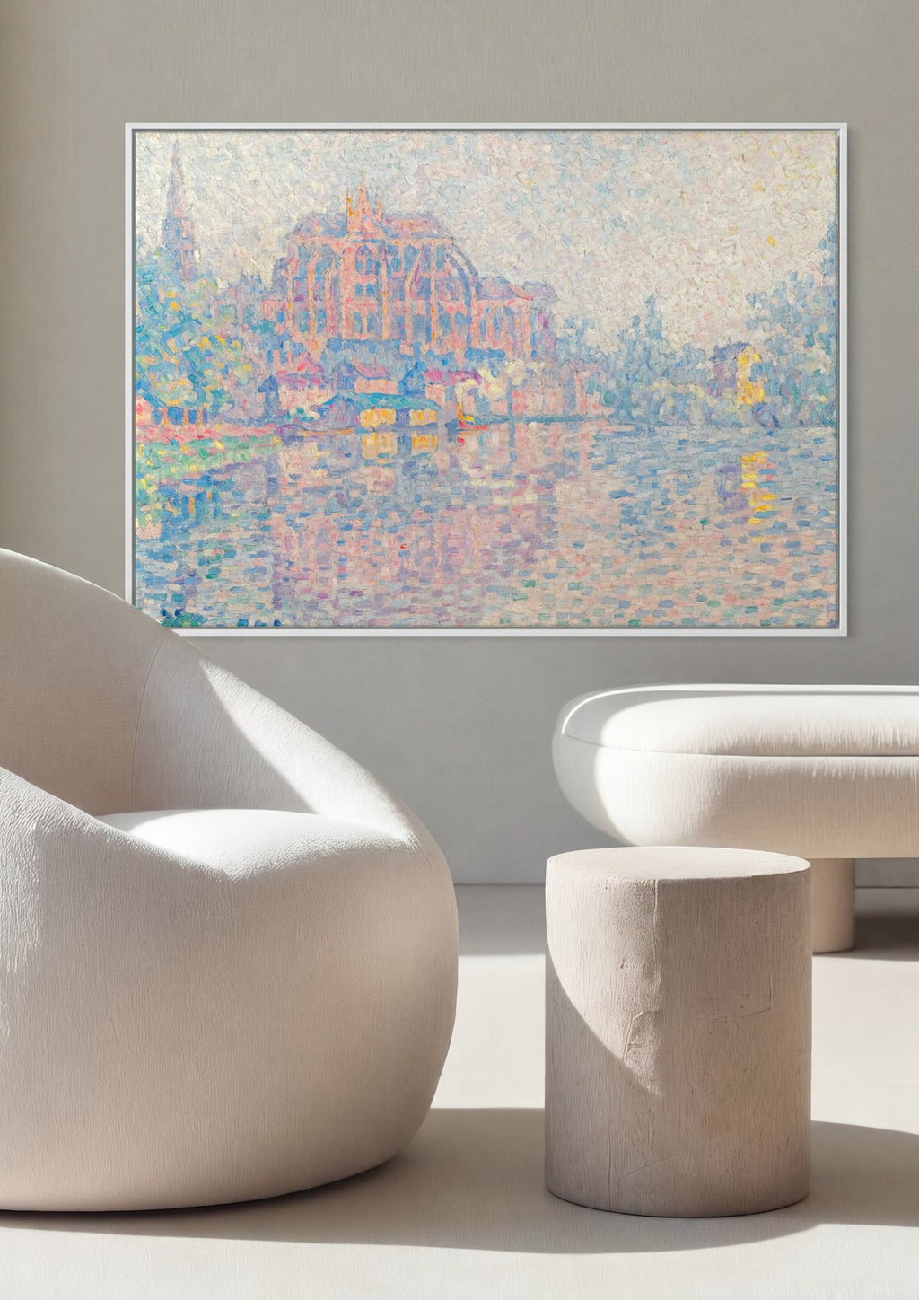 Quadro Decorativo A Catedral de Rouen - Paul Signac em ambiente decorado