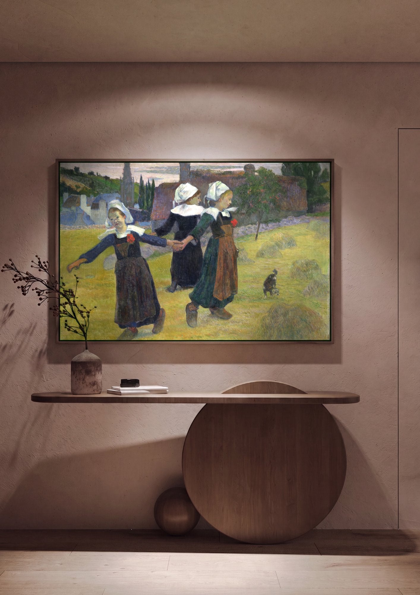 Quadro Decorativo A Ronda das Meninas - Paul Gauguin em ambiente decorado
