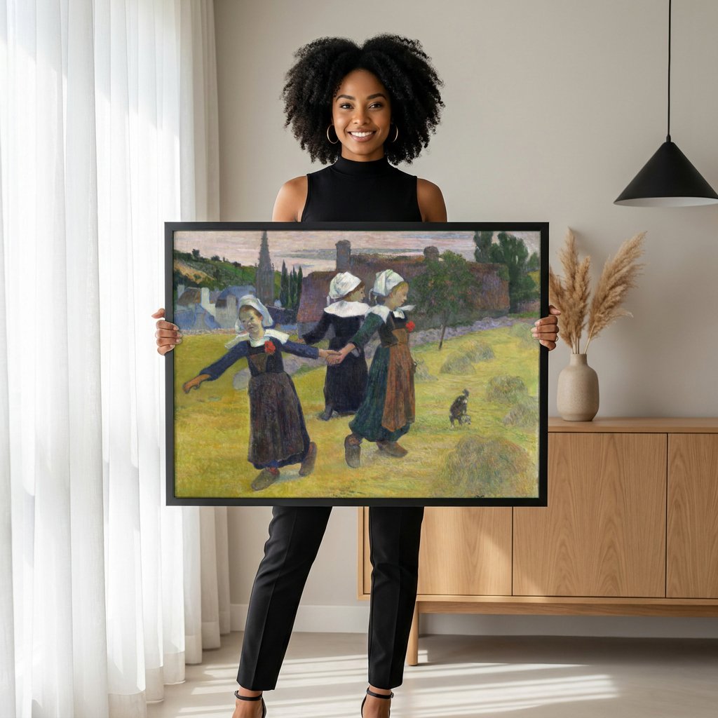 Quadro Decorativo A Ronda das Meninas - Paul Gauguin com modelo em ambiente