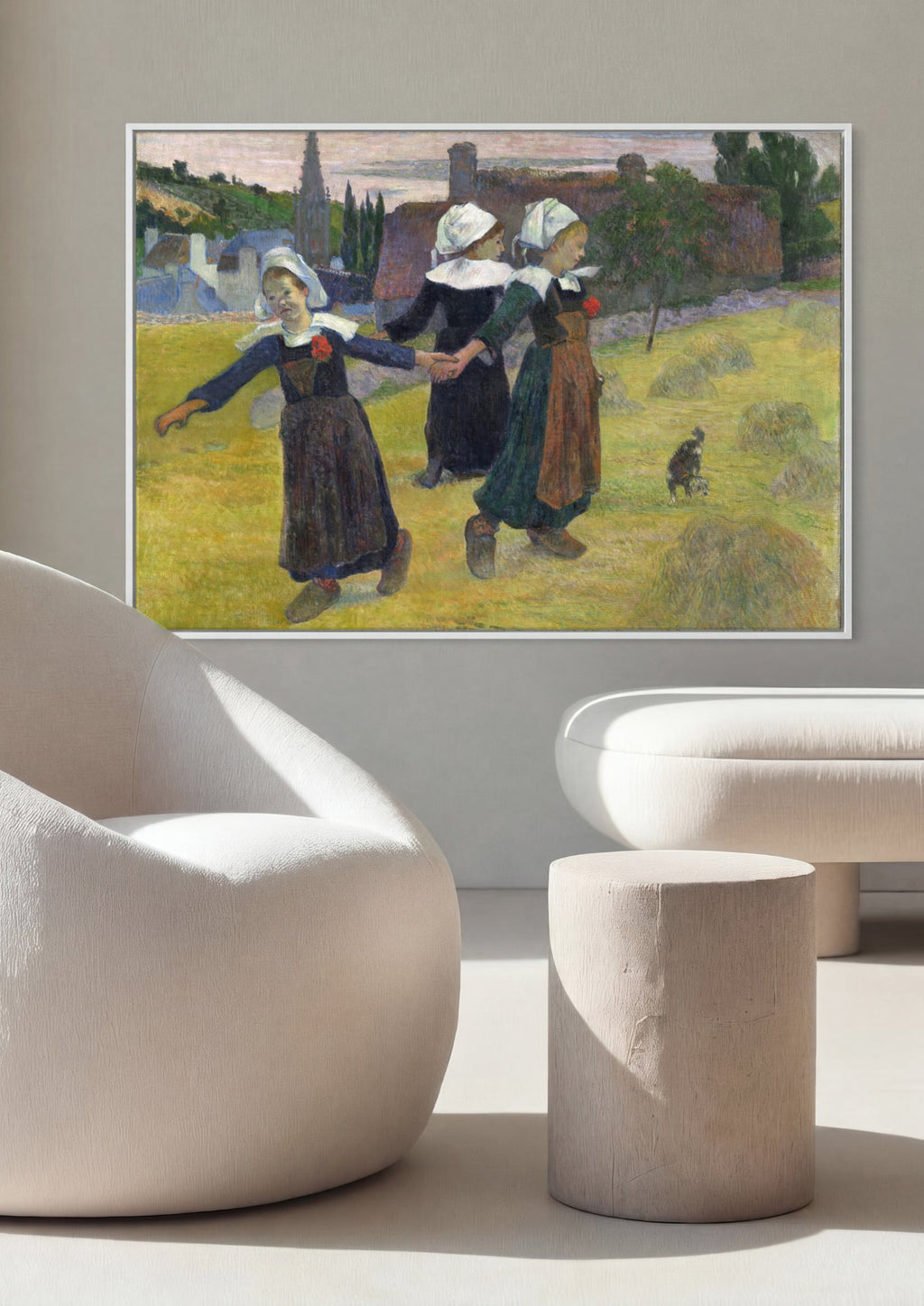 Quadro Decorativo A Ronda das Meninas - Paul Gauguin em ambiente decorado