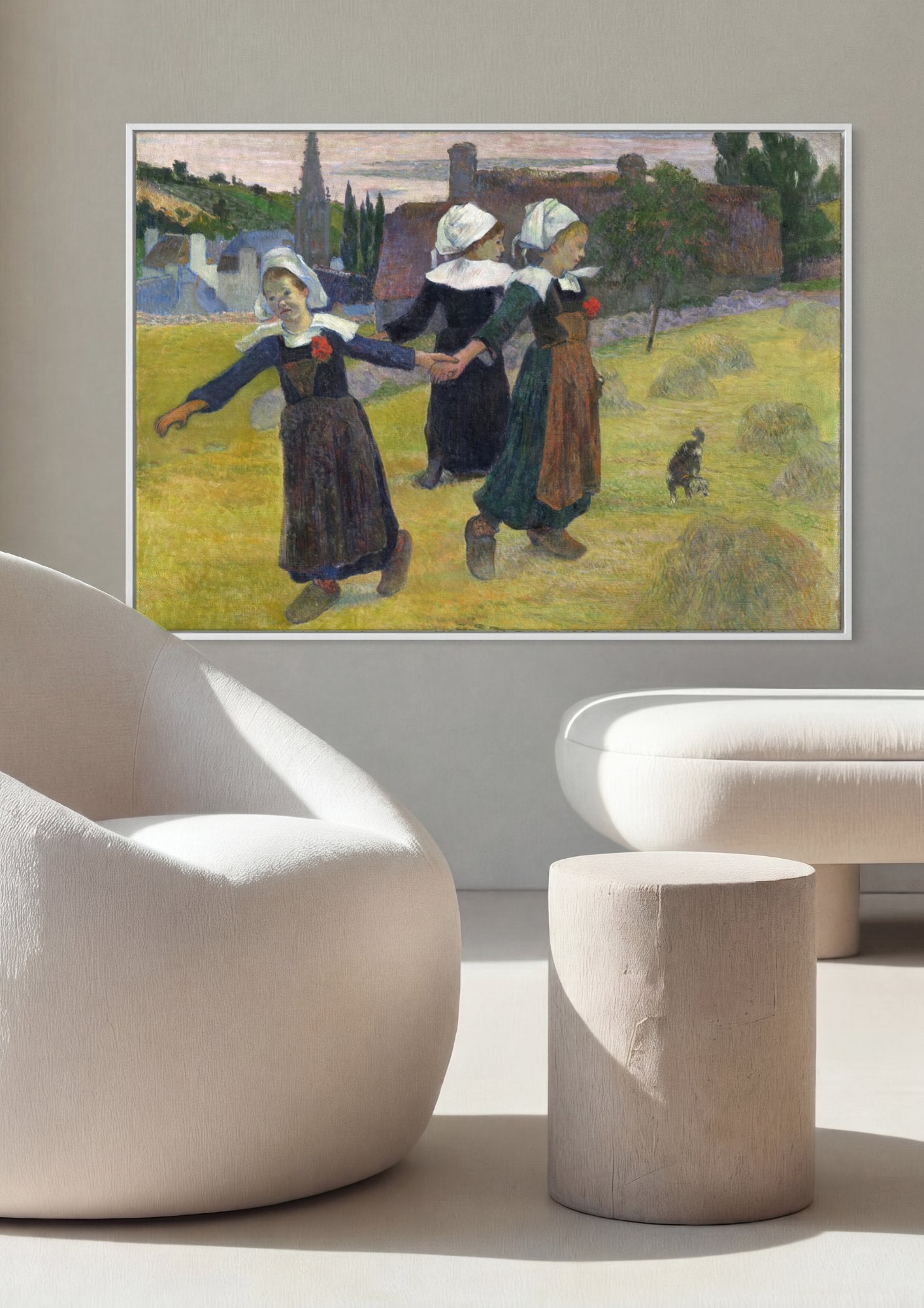 Quadro Decorativo A Ronda das Meninas - Paul Gauguin em ambiente decorado