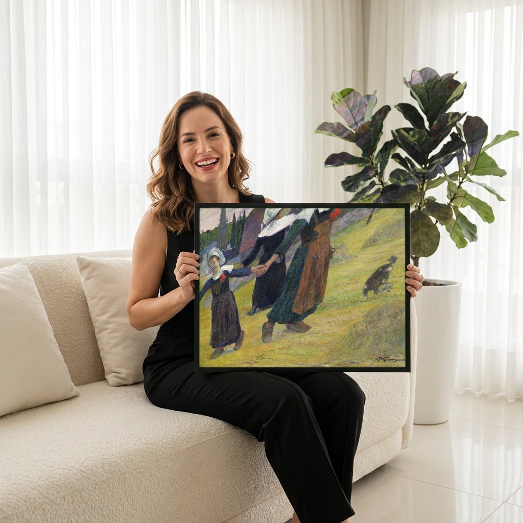 Quadro Decorativo A Ronda das Meninas - Paul Gauguin com modelo em ambiente