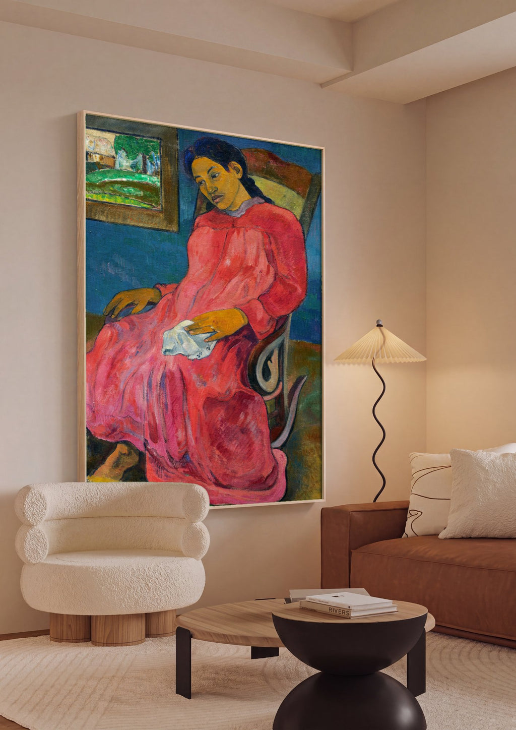 Quadro Decorativo A Mulher de Gauguin - Paul Gauguin em ambiente decorado