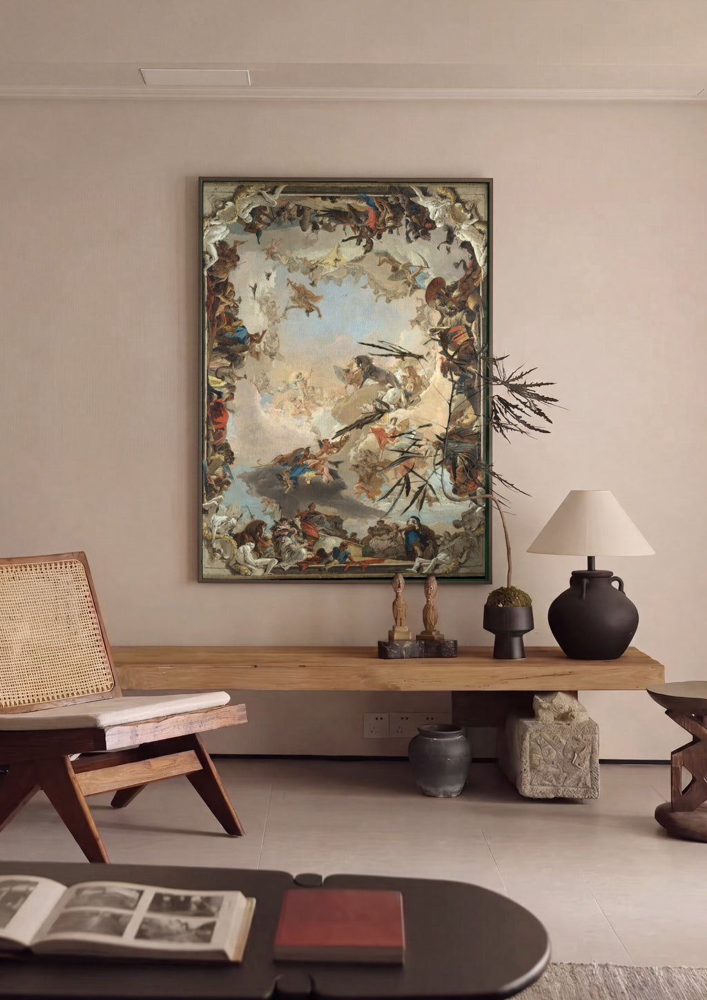 Quadro Decorativo Alegoria das Quatro Partes do Mundo - Tiepolo em ambiente decorado