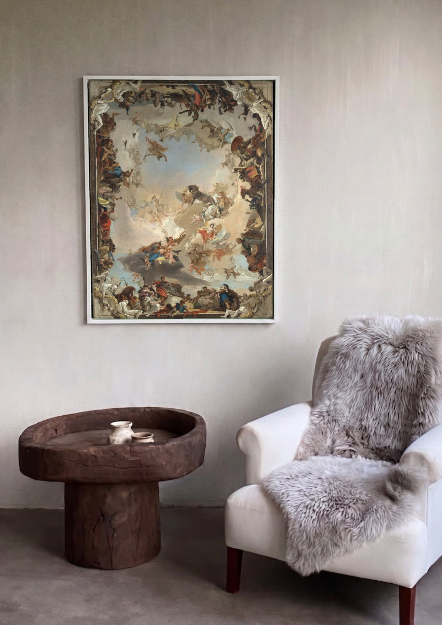 Quadro Decorativo Alegoria das Quatro Partes do Mundo - Tiepolo em ambiente decorado
