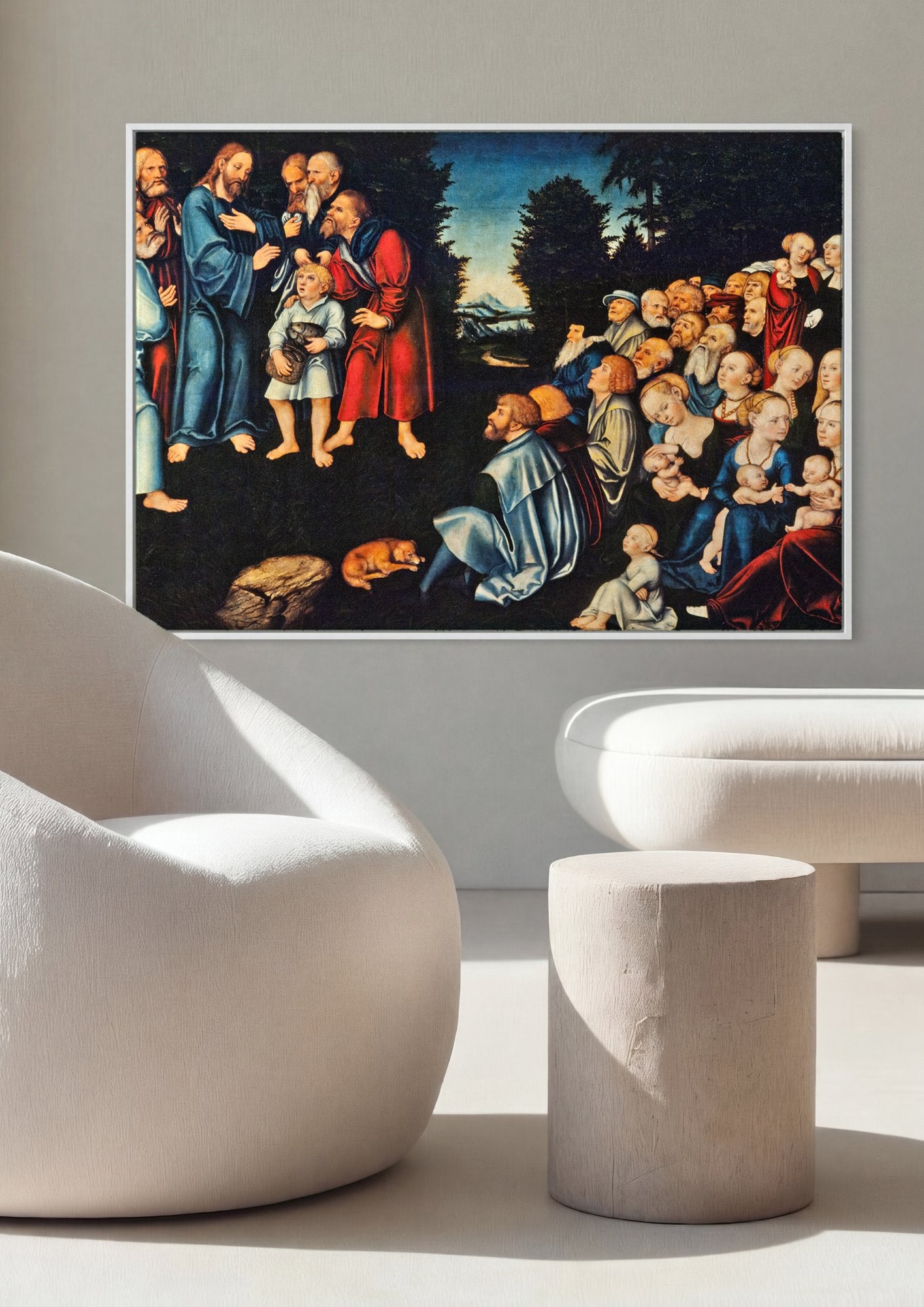 Quadro Decorativo A Multiplicação dos Pães - Cranach, o Velho em ambiente decorado