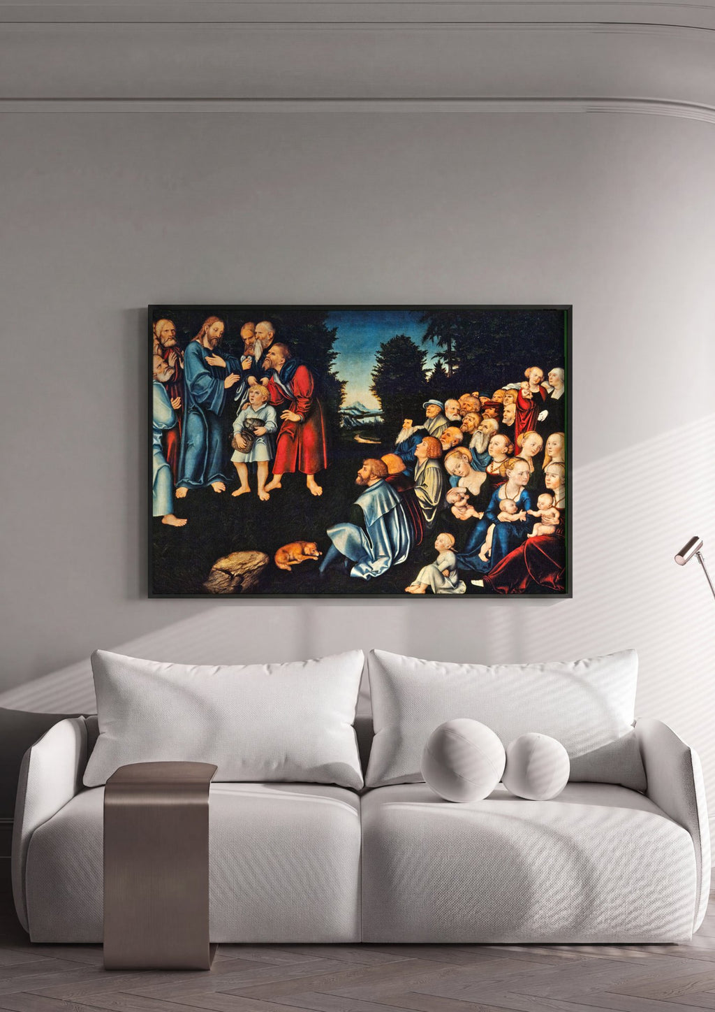 Quadro Decorativo A Multiplicação dos Pães - Cranach, o Velho em ambiente decorado