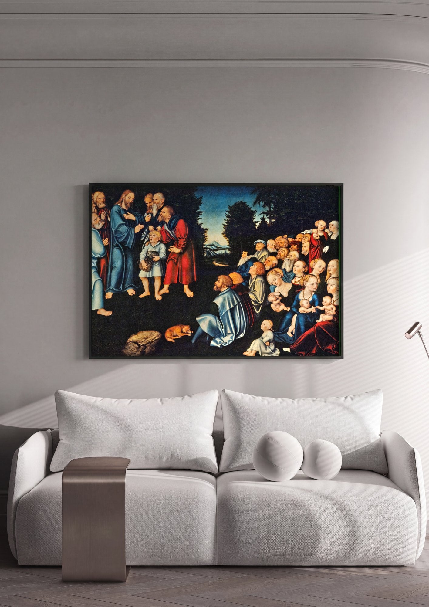 Quadro Decorativo A Multiplicação dos Pães - Cranach, o Velho em ambiente decorado