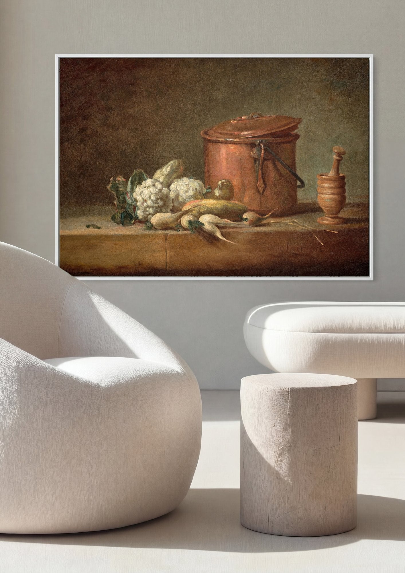 Quadro Decorativo Natureza-Morta com Panela de Cobre - Chardin em ambiente decorado