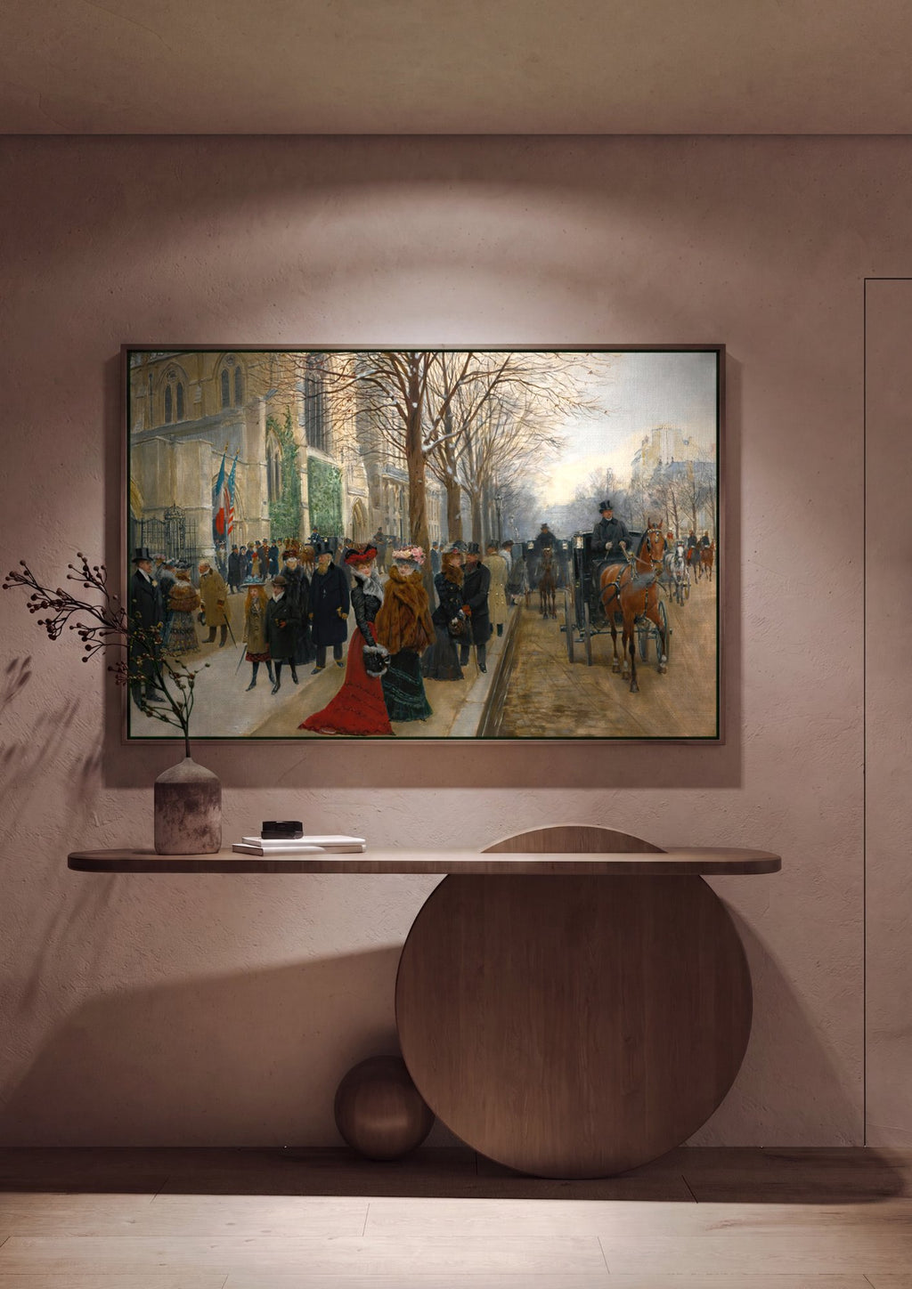 Quadro Decorativo Cena de Inverno em Paris - Jean Béraud em ambiente decorado