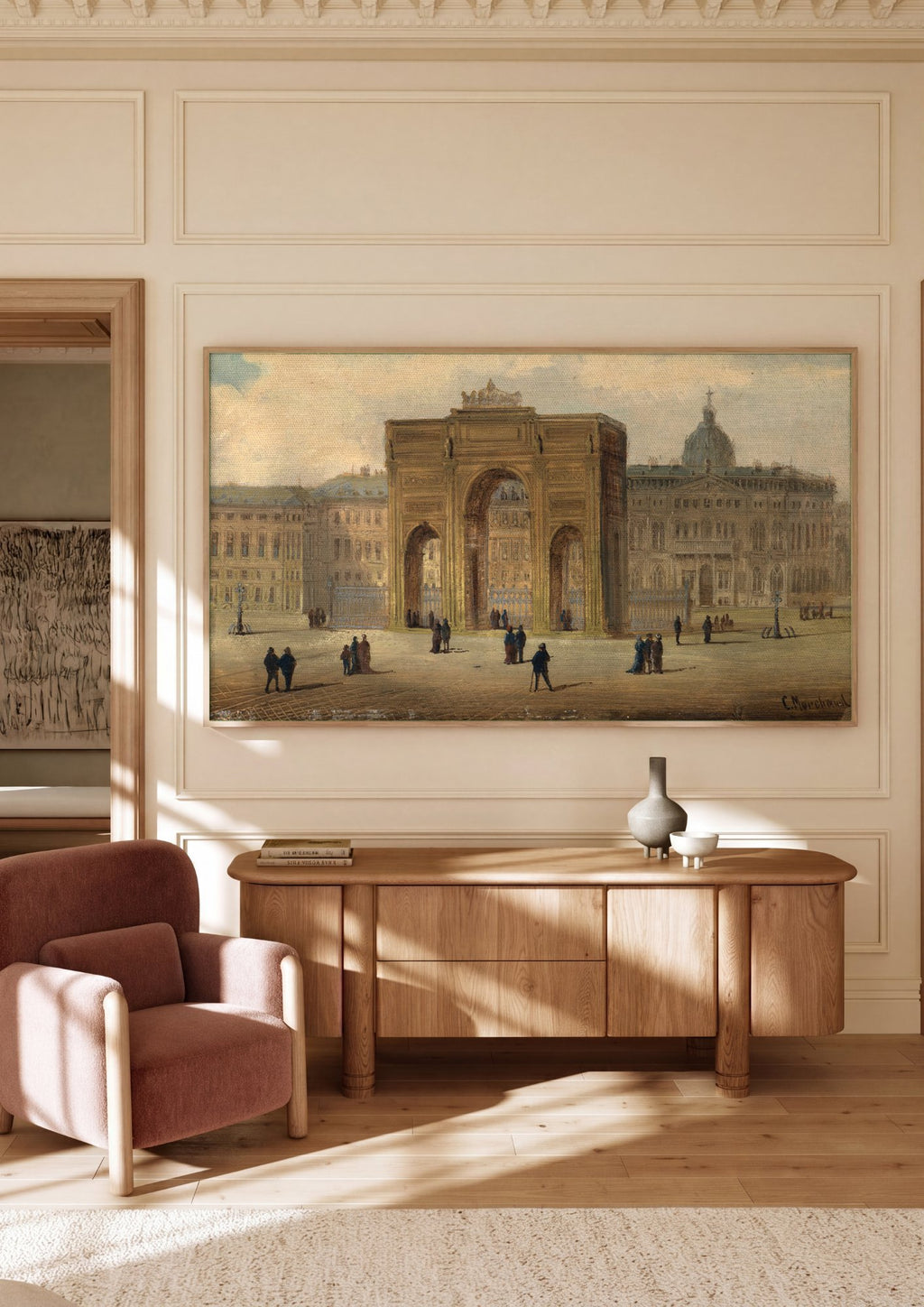Quadro Decorativo Arco de Triunfo em Paris - Karl Kaufmann em ambiente decorado