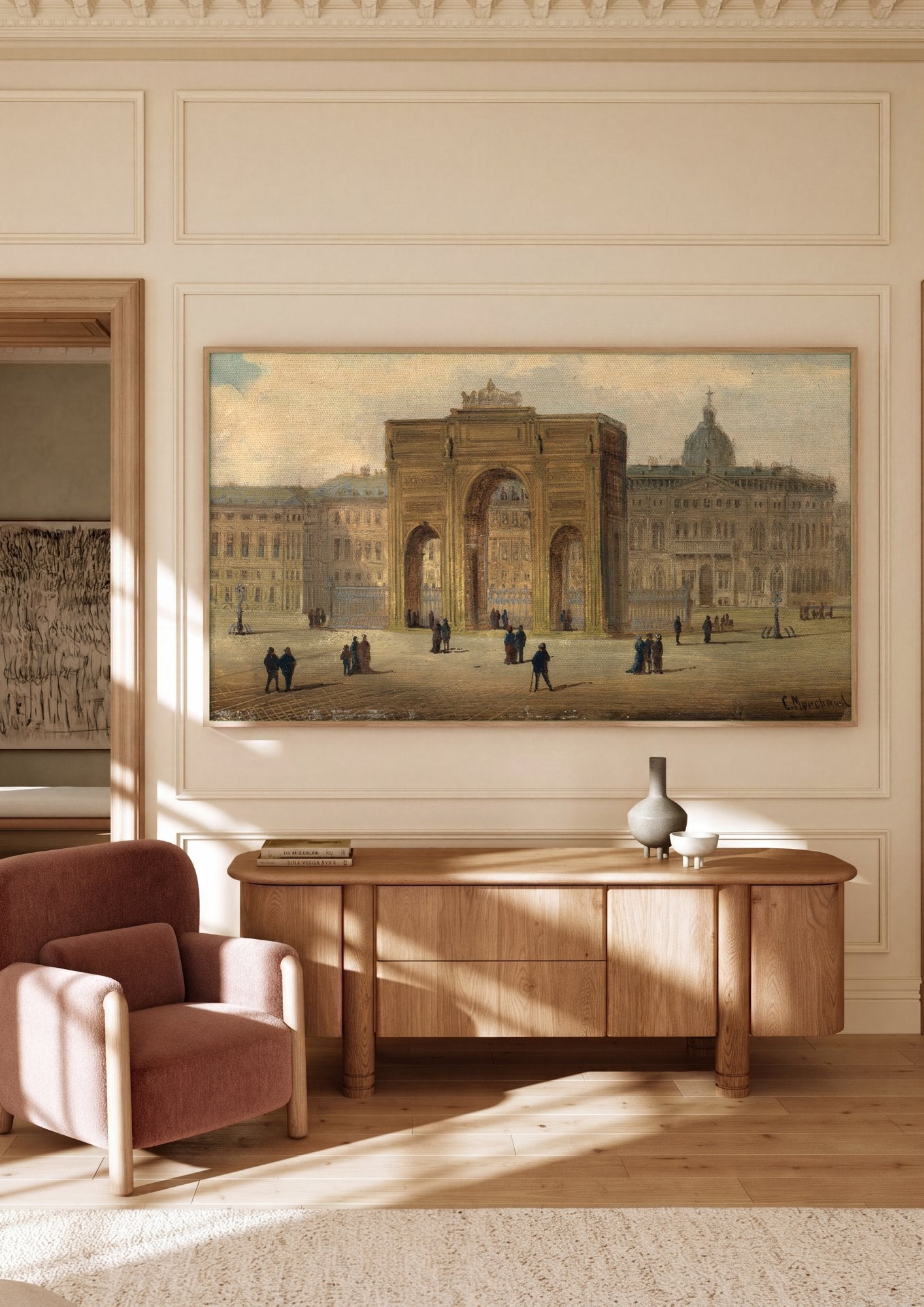 Quadro Decorativo Arco de Triunfo em Paris - Karl Kaufmann em ambiente decorado