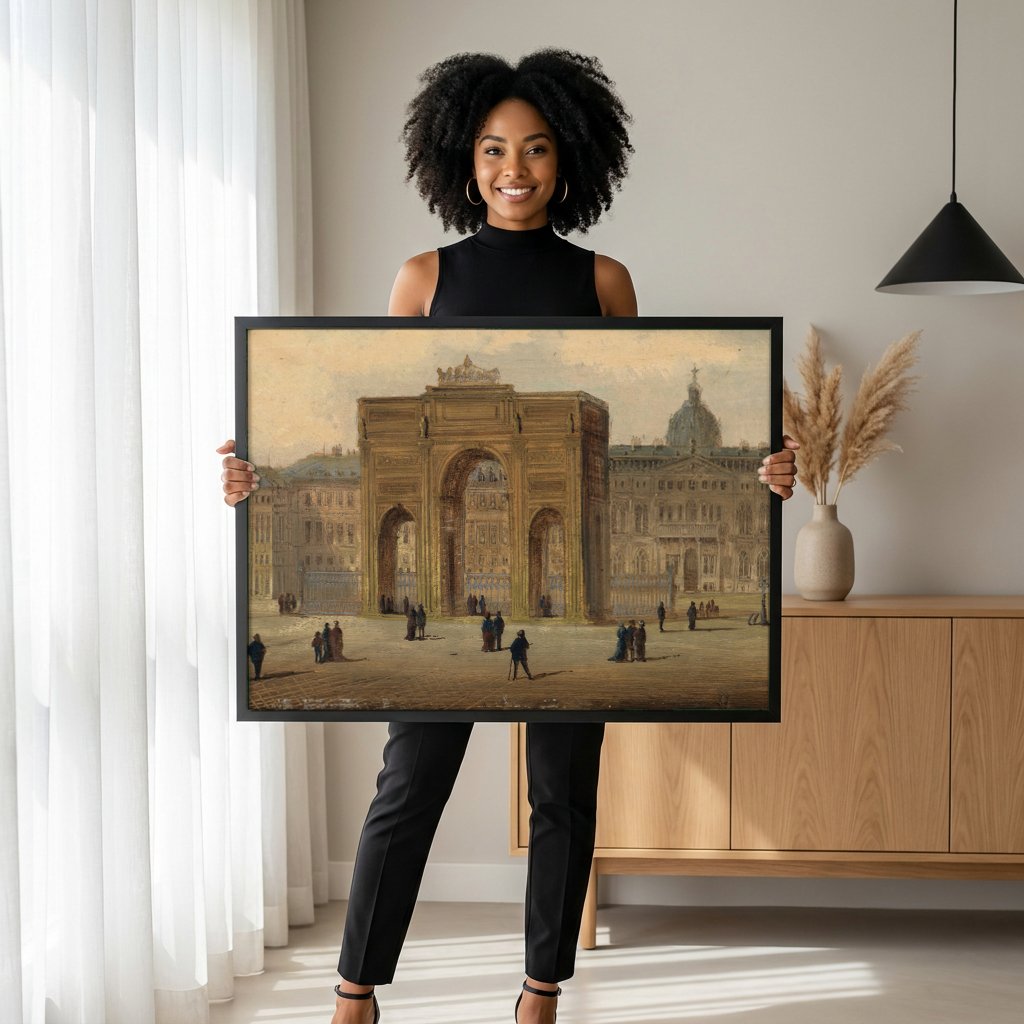 Quadro Decorativo Arco de Triunfo em Paris - Karl Kaufmann com modelo em ambiente